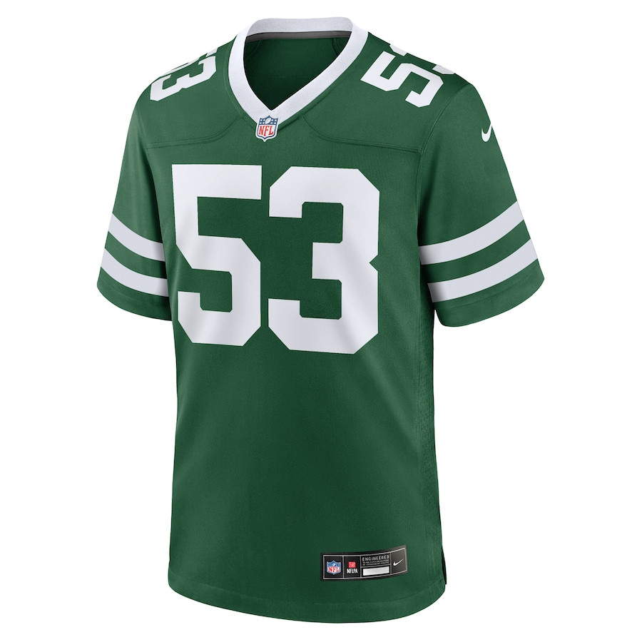 Zaire Barnes 53 New York Jets Team Game Legacy Green NFL Jersey Men's