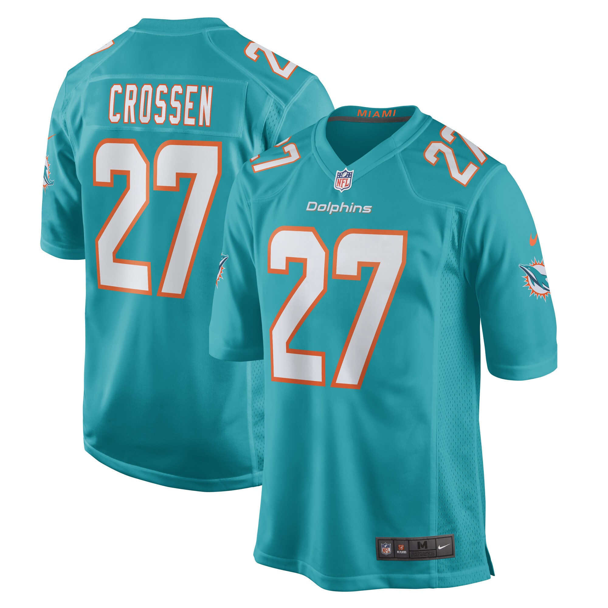 Miami Dolphins Keion Crossen Aqua Game Player NFL Jersey Men's