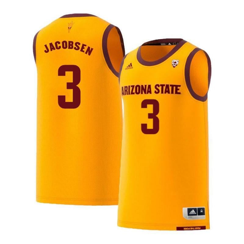 3 Eric Jacobsen Yellow Retro Arizona State Sun Devils NCAA Jersey Men's