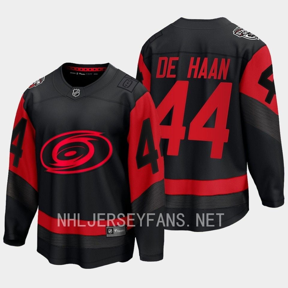Calvin de Haan 44 Carolina Hurricanes 2023 Stadium Series Black Breakaway NHL Jersey Men's
