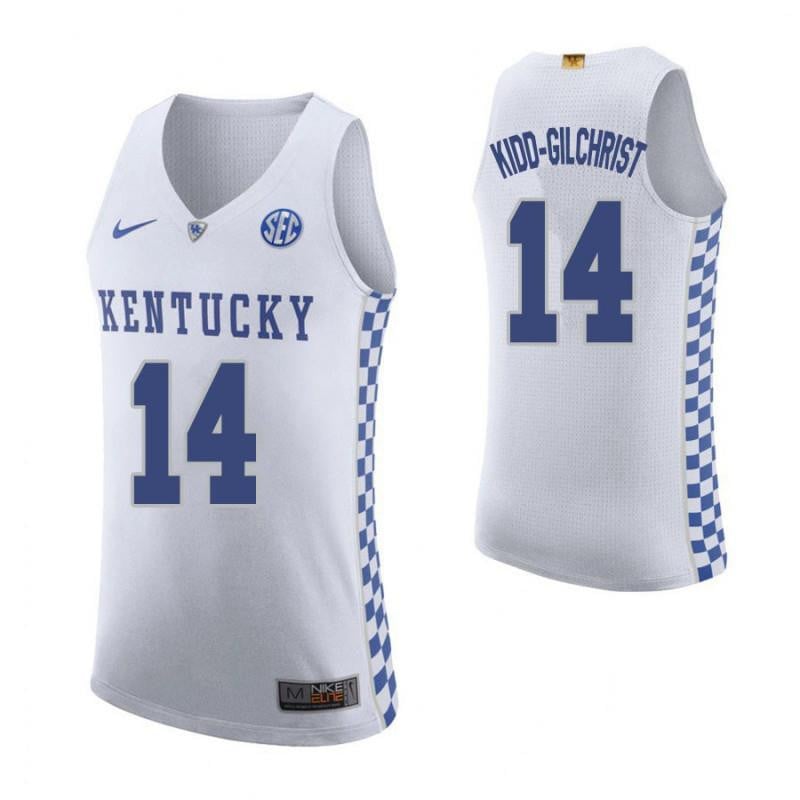 14 Michael Kidd-Gilchrist Roa White Elite Kentucky Wildcats NCAA Jersey Men's