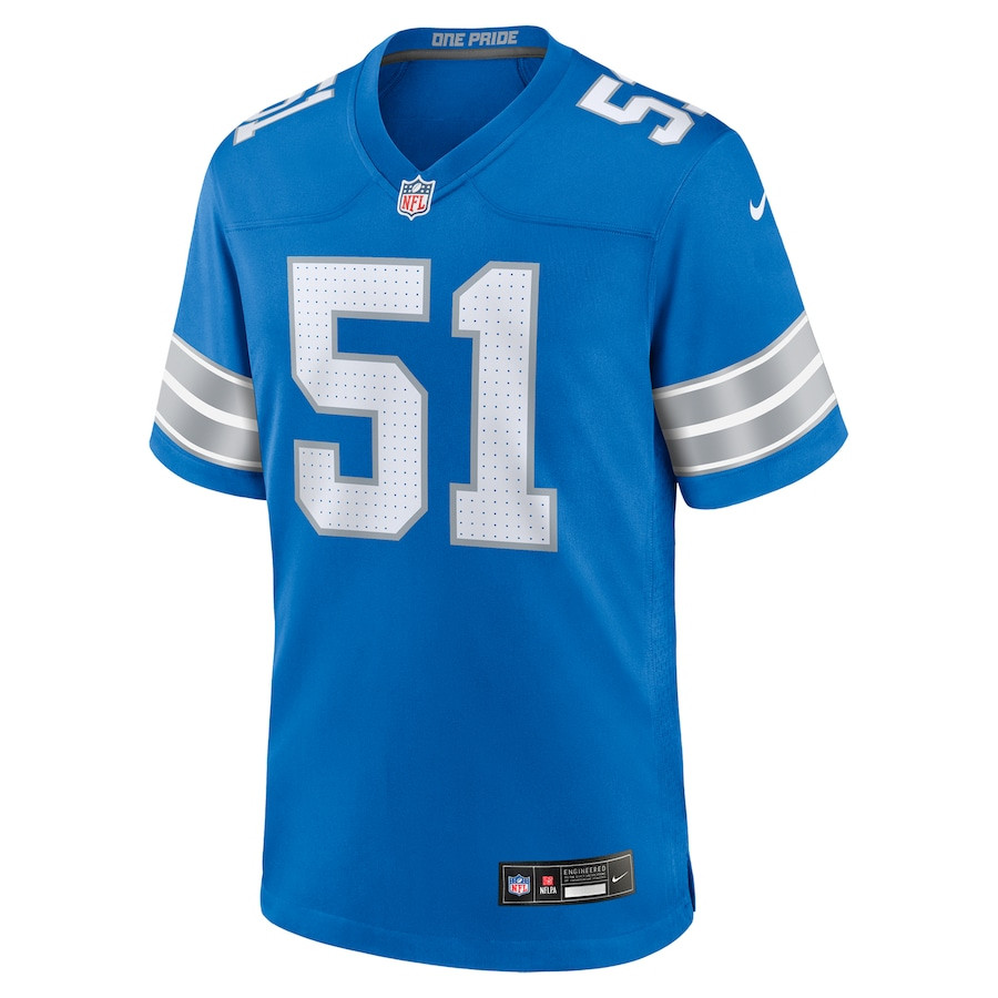 Ben Niemann 51 Detroit Lions Team Game Blue NFL Jersey Men's