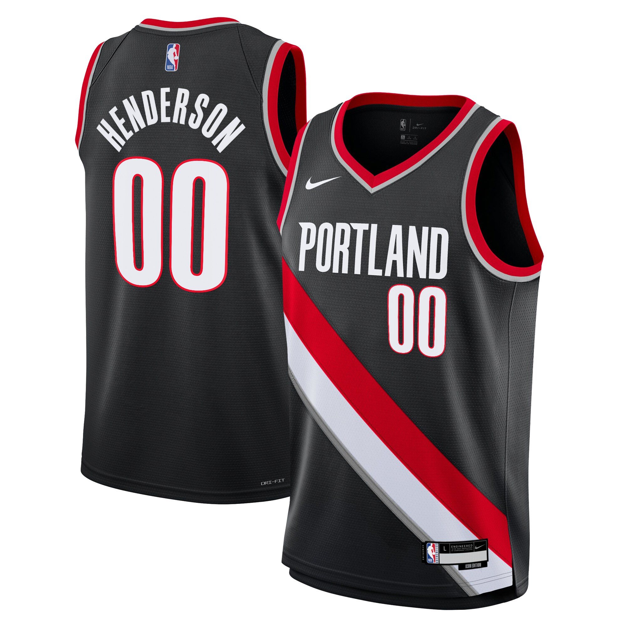 Camiseta Icon Swingman de los Portland Trail Blazers Negro Scoot Henderson NBA Jersey Men's