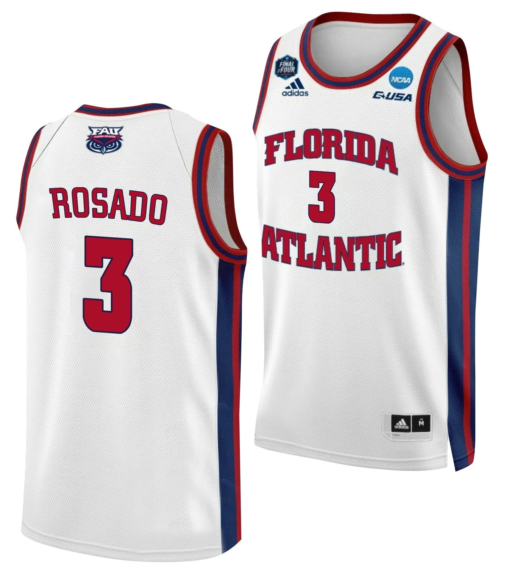 Giancarlo Rosado 3 FAU Owls 2023 Final Four White NCAA Jersey Men's