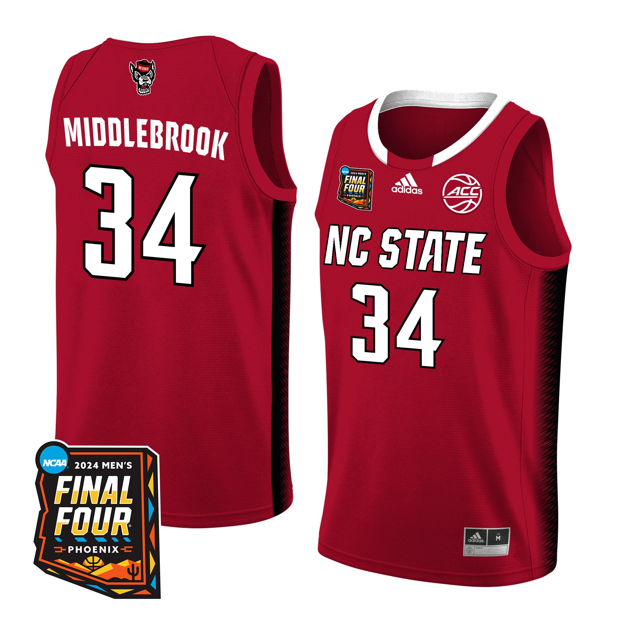 Ben Middlebrooks NC State 2024 Final Four Patch Re White NCAA Jersey Men's
