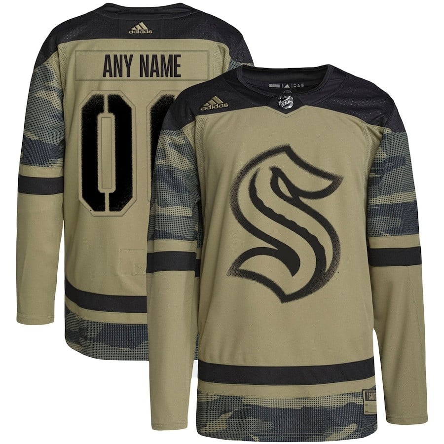 Seattle Kraken Military Appreciation Team Custom Practice Camo NHL Jersey Men's