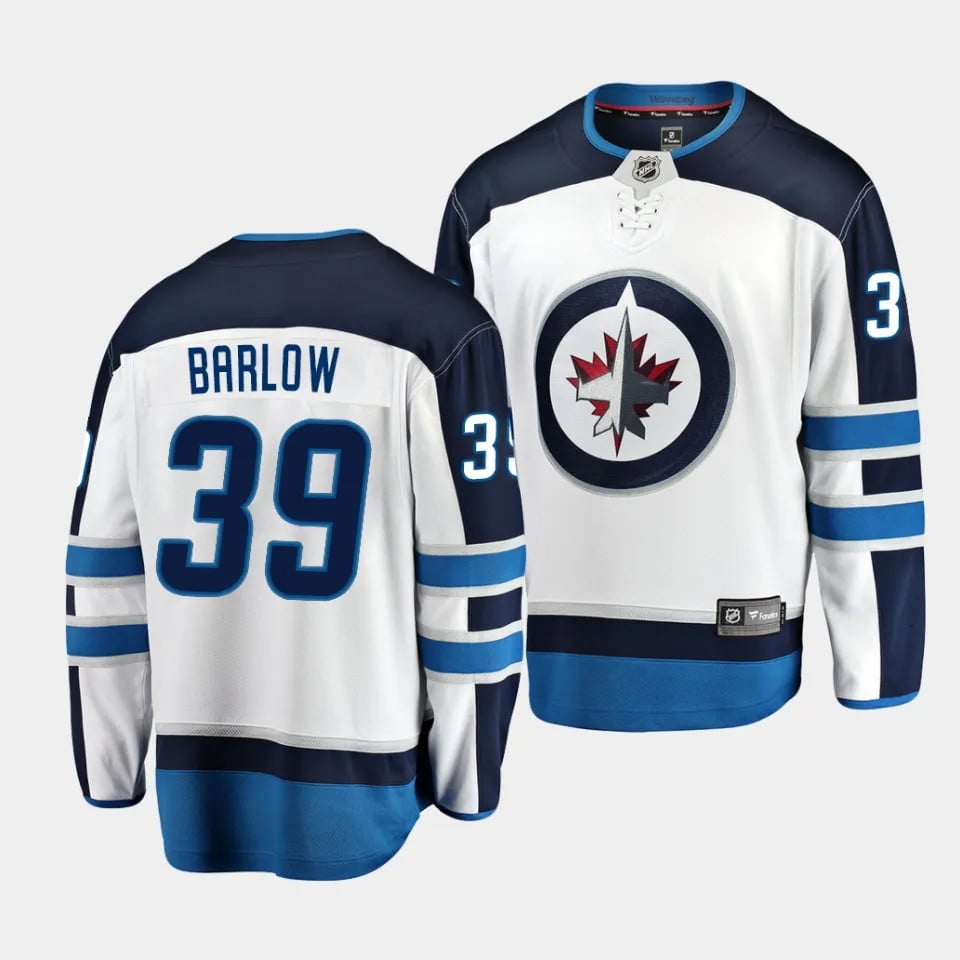 Colby Barlow #39 Winnipeg Jets 2023 Draft Away Breakaway White NHL Jersey Men's