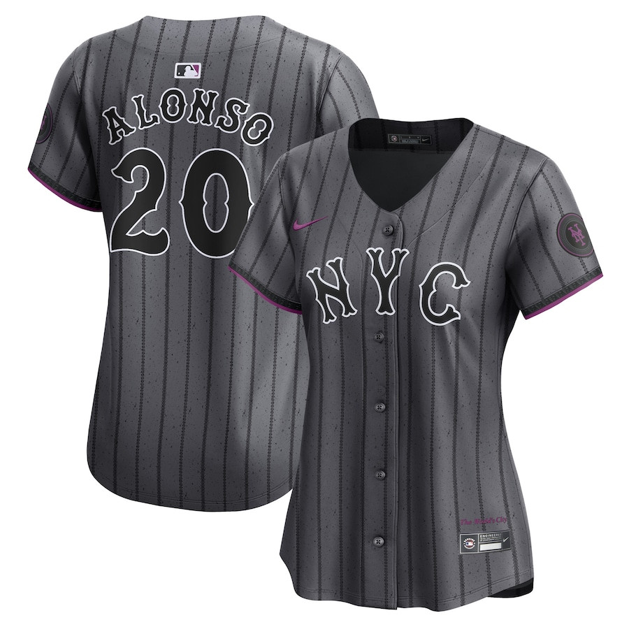 Pete Alonso 20 New York Mets 2024 City Connect Limited Graphite MLB Jersey Women's