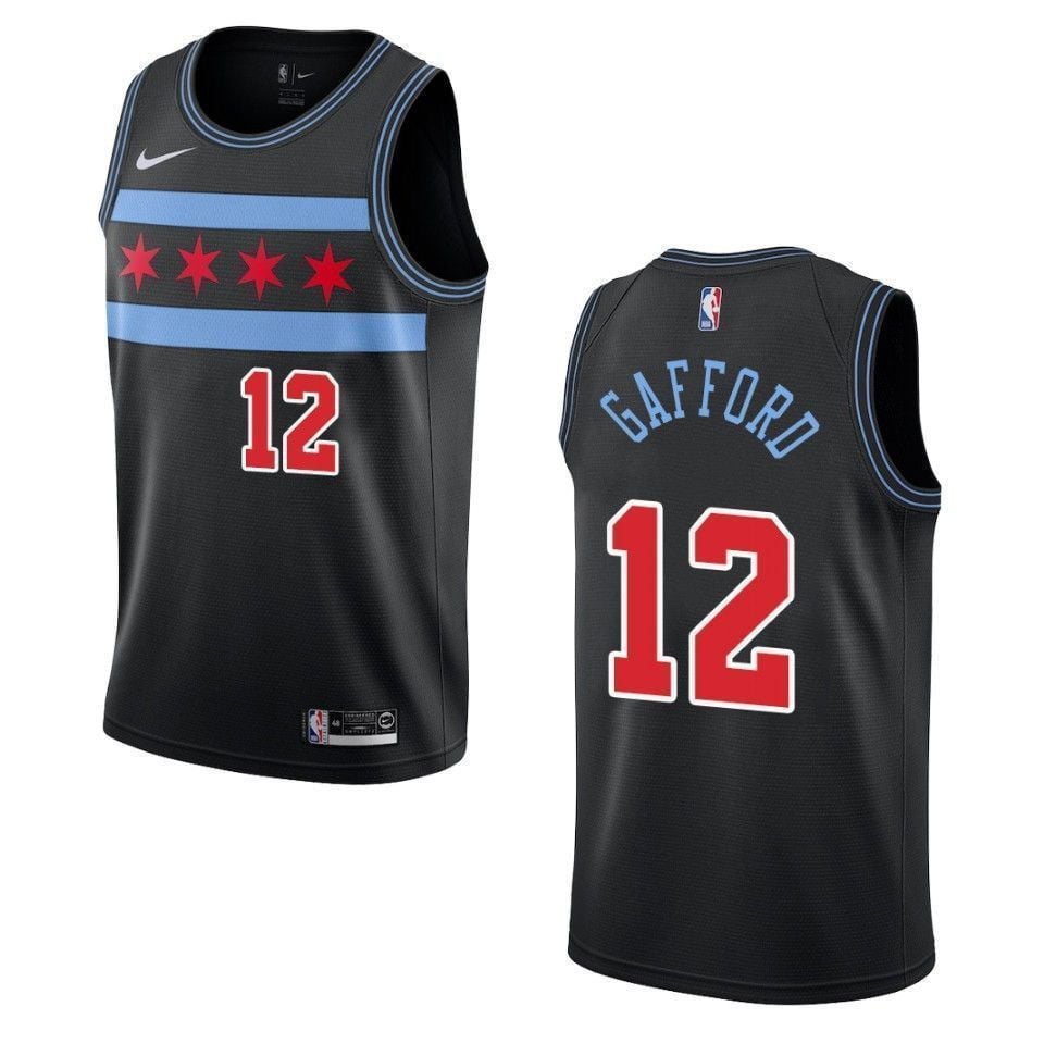 Chicago Bulls 12 Daniel Gafford City Swingman Black NBA Jersey Men's