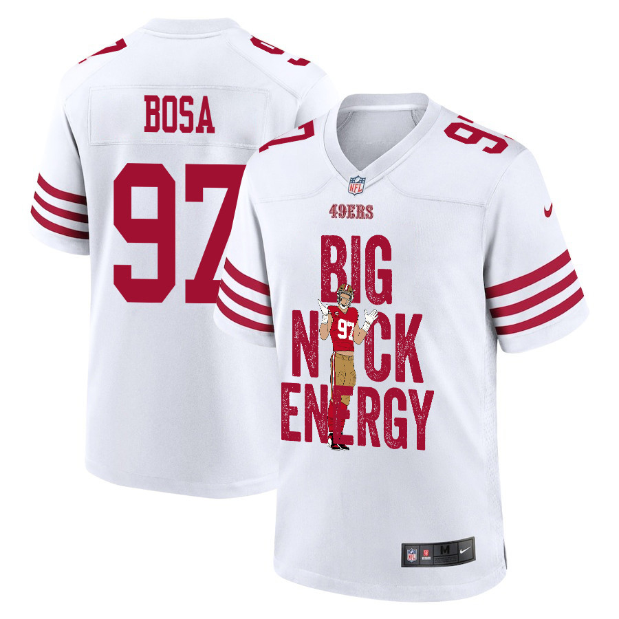 Nick Bosa 97 San Francisco 49ers Big Nick Energy Game White NFL Jersey Men's