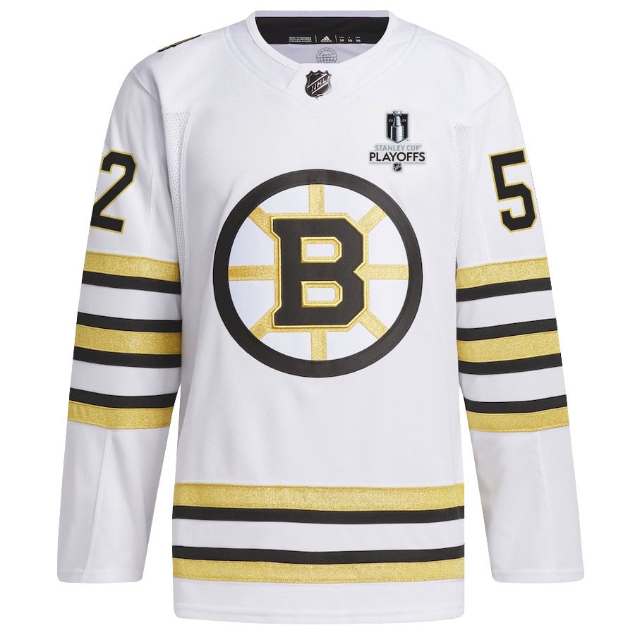 Andrew Peeke 52 Boston Bruins 2024 Playoffs Patch Away White NHL Jersey Men's