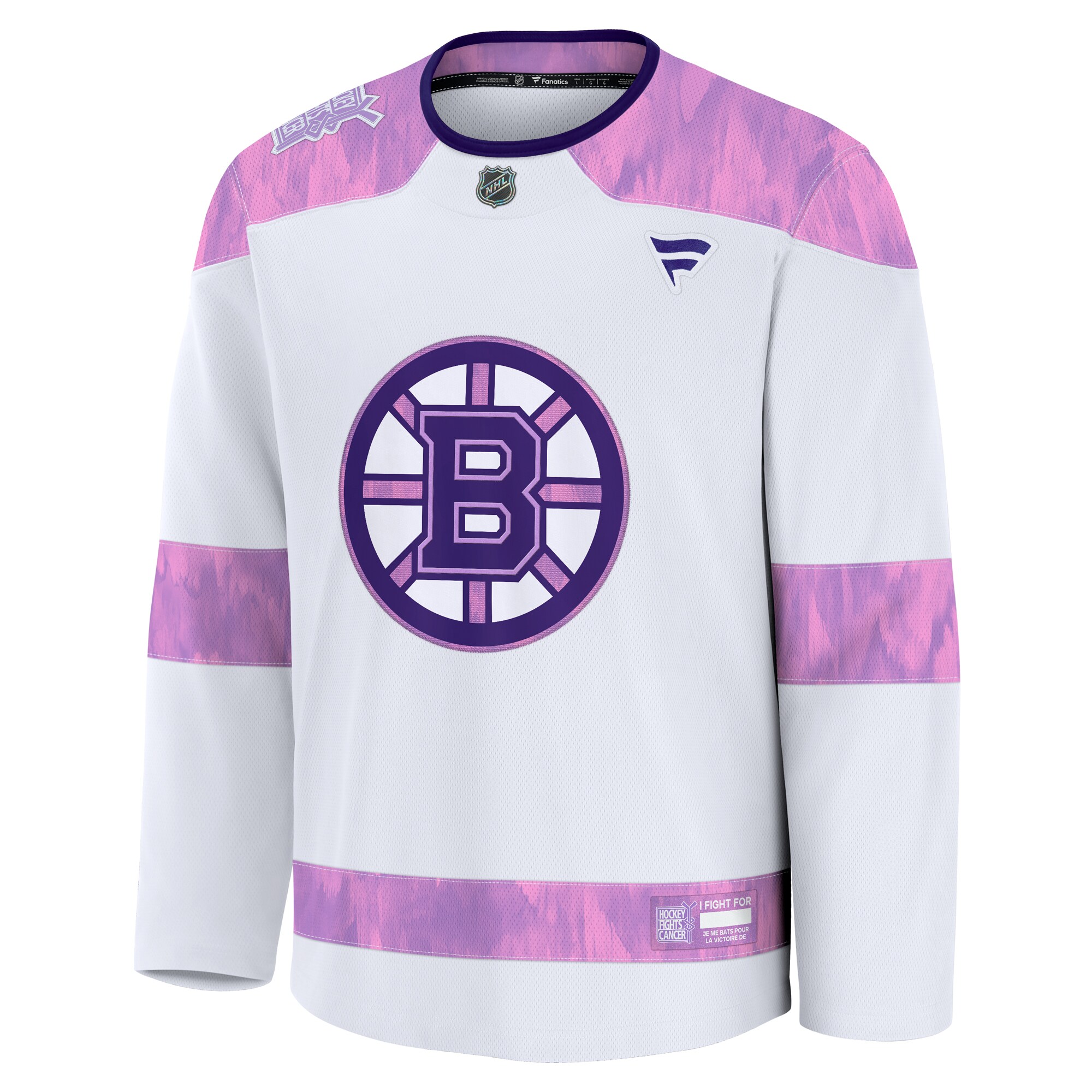 Boston Bruins White 2024 Fights Cancer Practice NHL Jersey Men's
