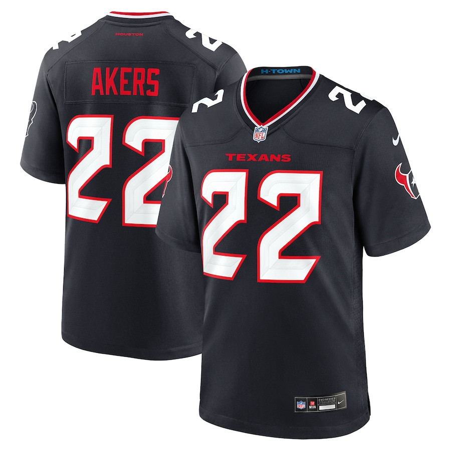 Cam Akers 22 Houston Texans Team Game Navy NFL Jersey Men's