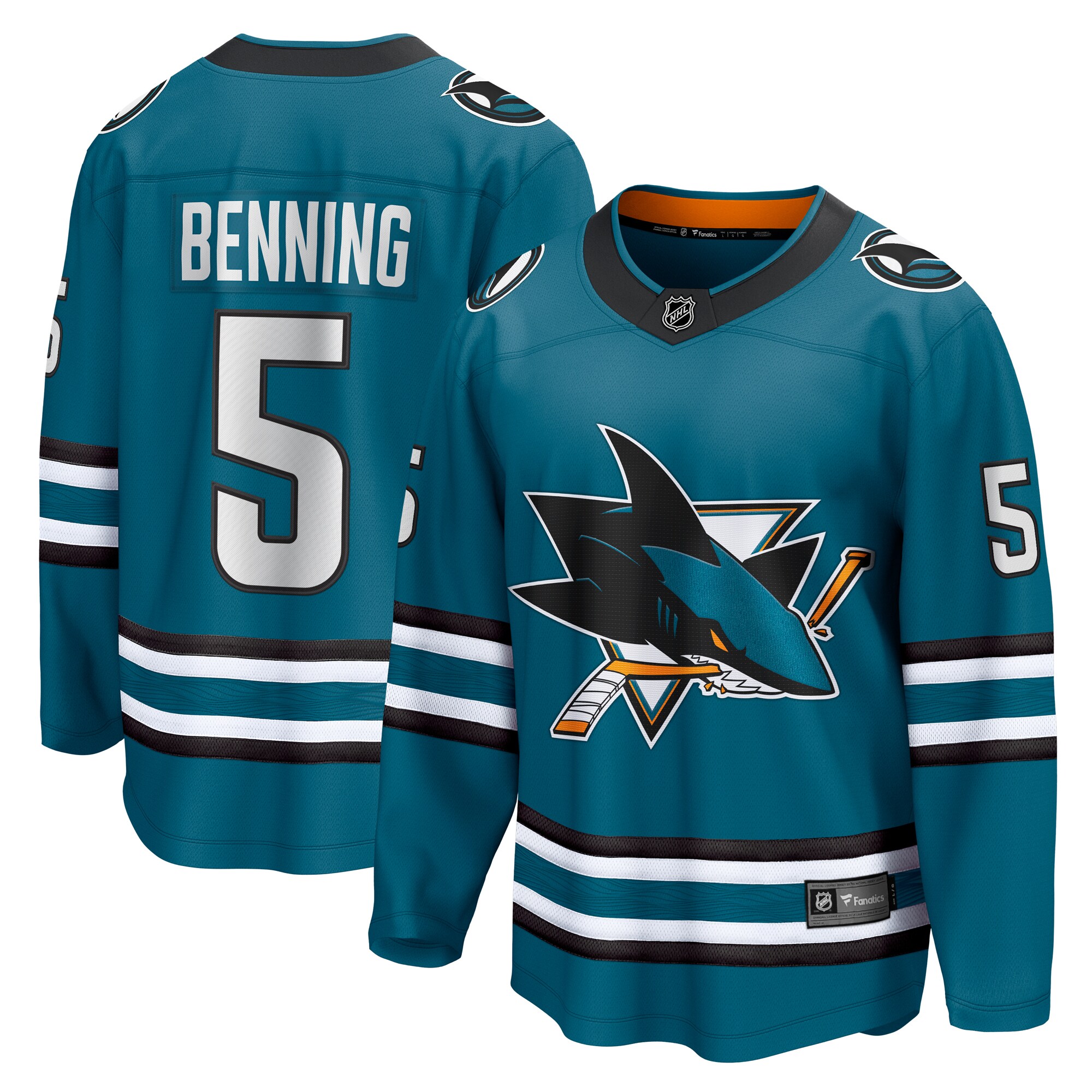 San Jose Sharks Matt Benning Teal Home Breakaway NHL Jersey Men's