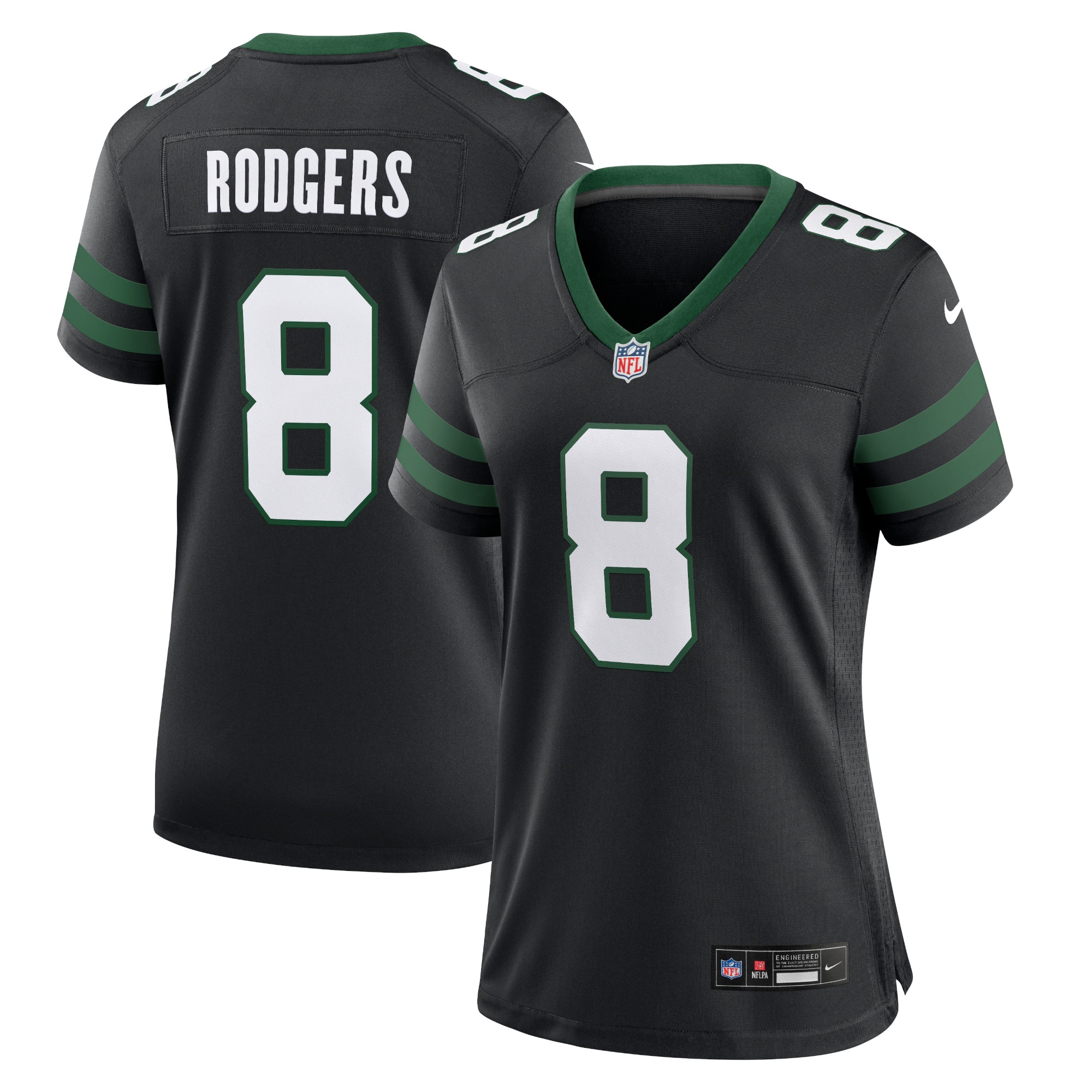New York Jets Aaron Rodgers Legacy Black Alternate Game NFL Jersey Women's