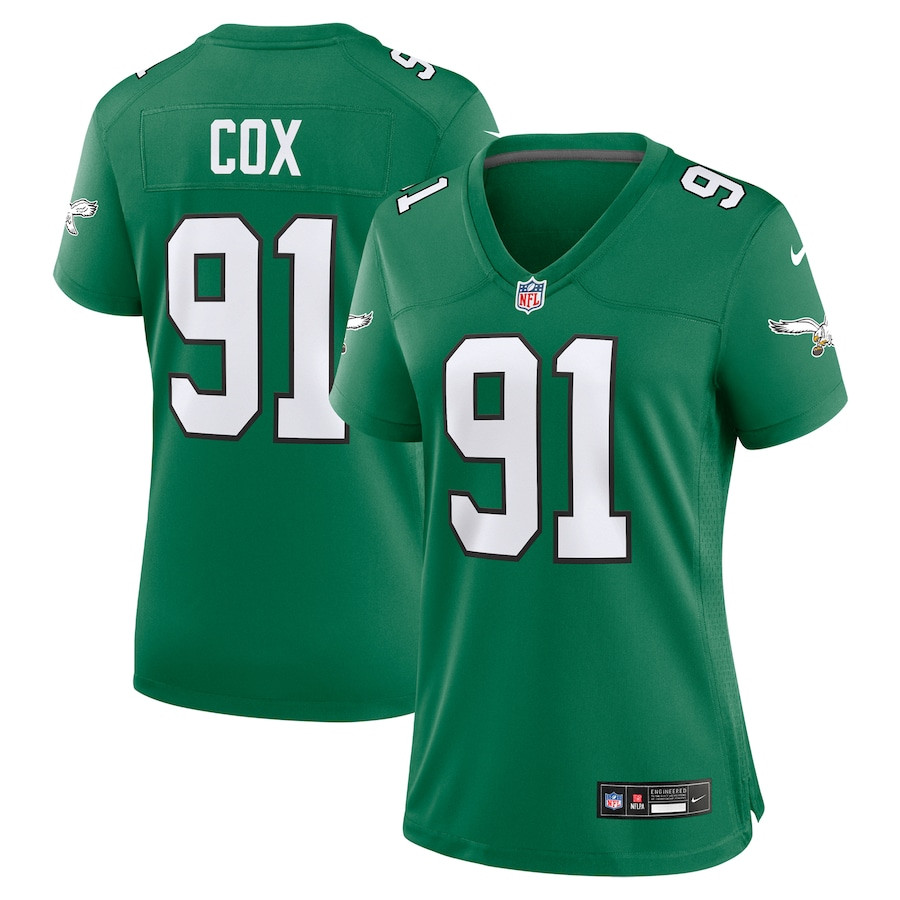 Fletcher Cox 91 Philadelphia Eagles Alternate Game Kelly Green NFL Jersey Women's