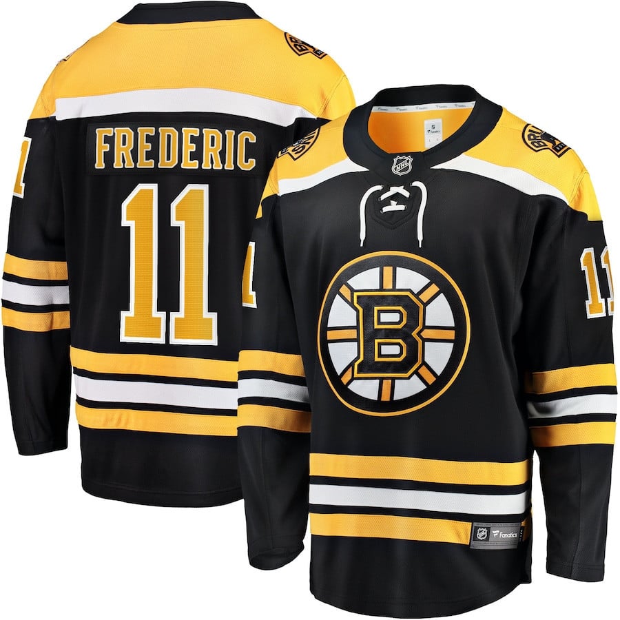 Trent Frederic 11 Boston Bruins Home Breakaway Black NHL Jersey Men's