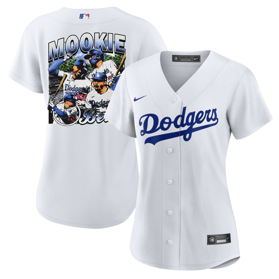 Mookie Betts 50 Los Angeles Dodgers Stadium 2023 Home Player White MLB Jersey Women's
