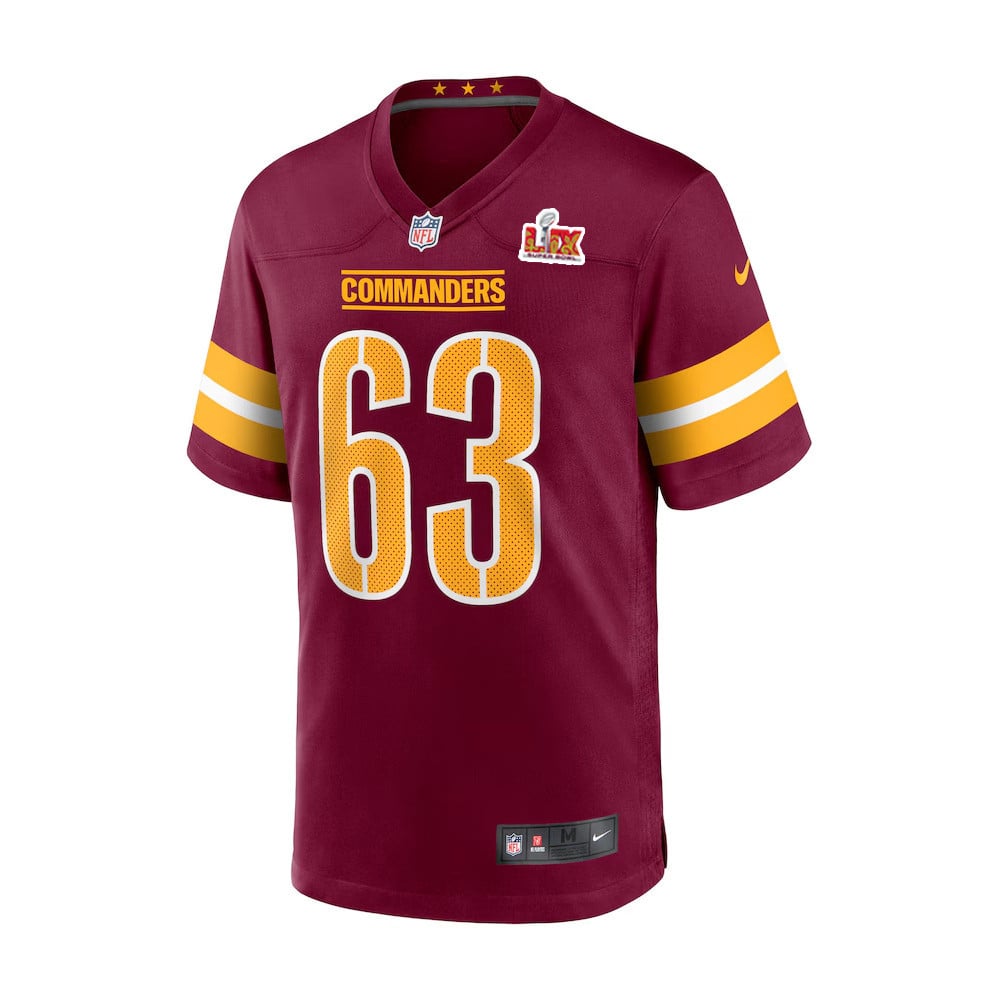 Tyler Biadasz #63 Washington Commanders Super Bowl LIX Burgundy NFL Jersey Youth