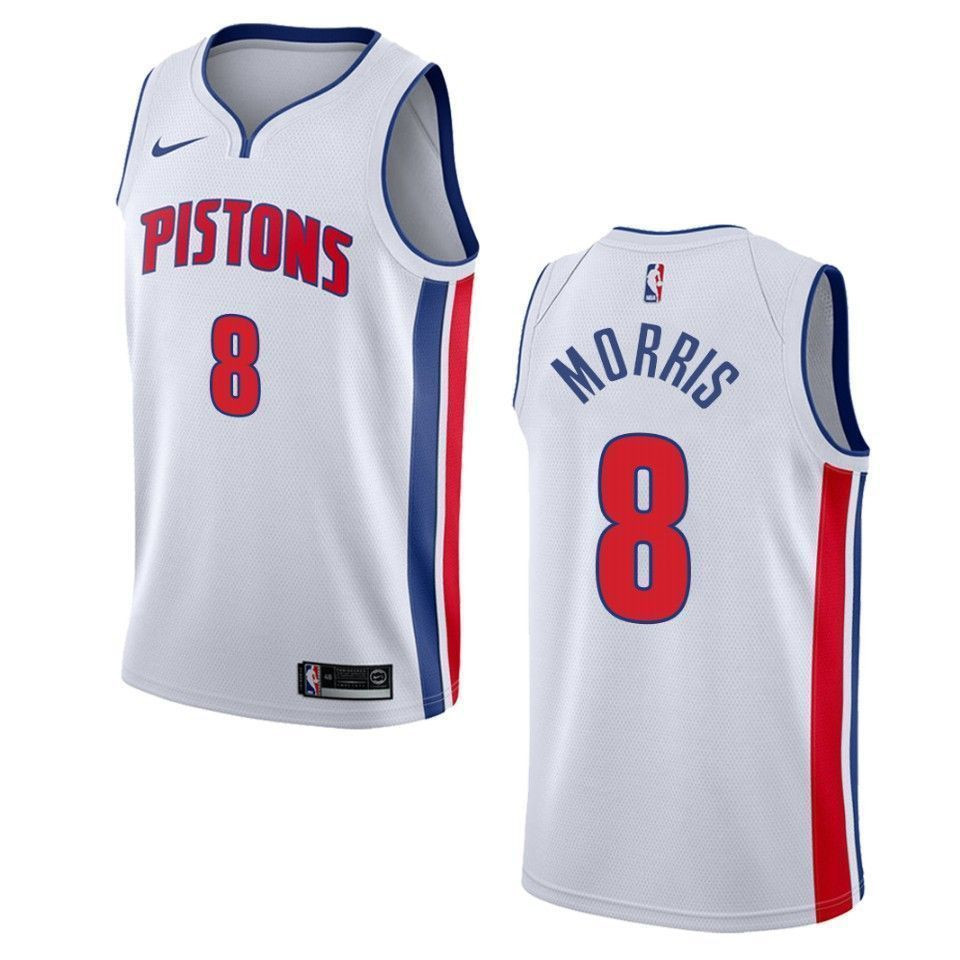 Detroit Pistons 8 Markieff Morris Association Swingman White NBA Jersey Men's