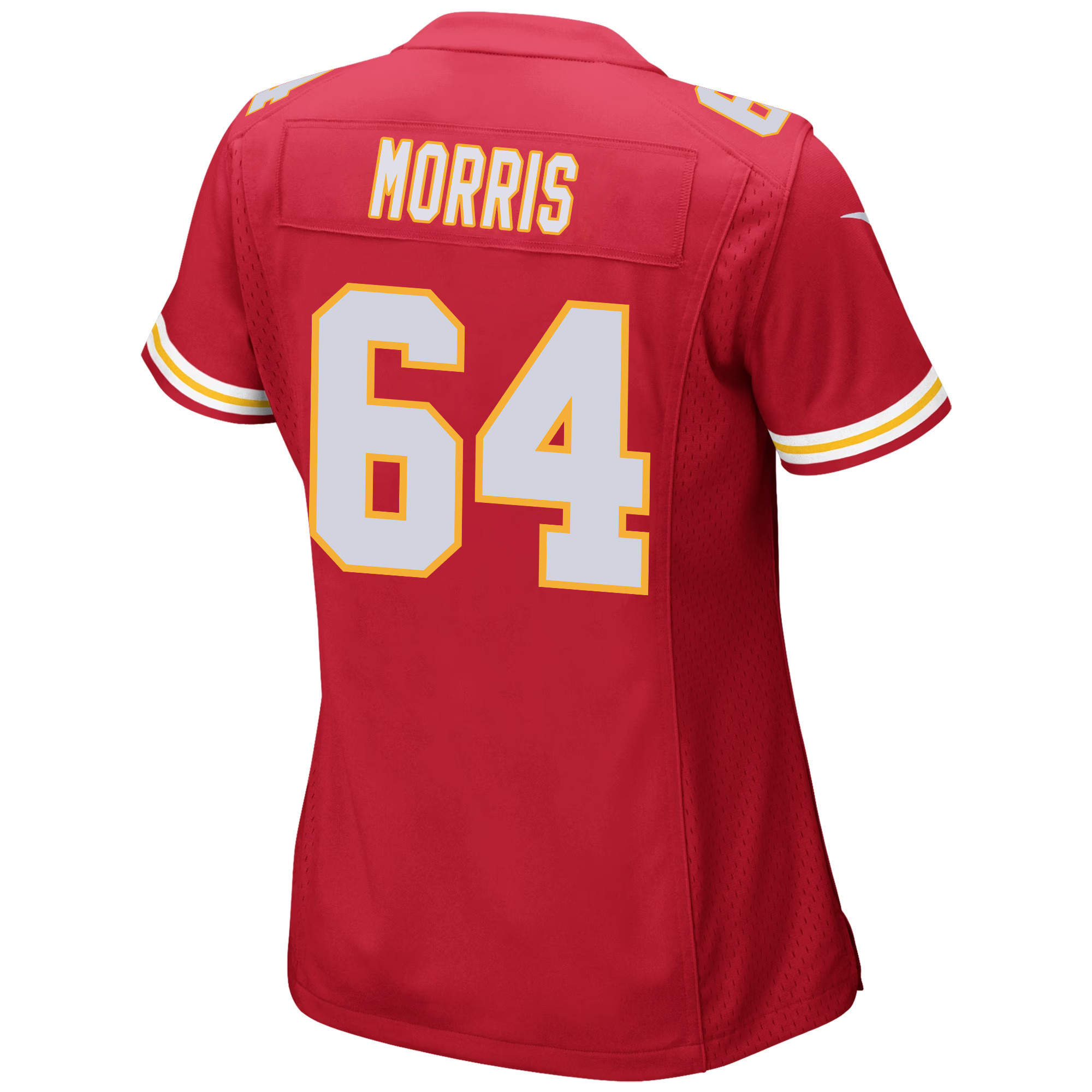 Wanya Morris 64 Kansas City Chiefs Super Bowl LVIII Champions 4 Stars Patch Game Red NFL Jersey Women's
