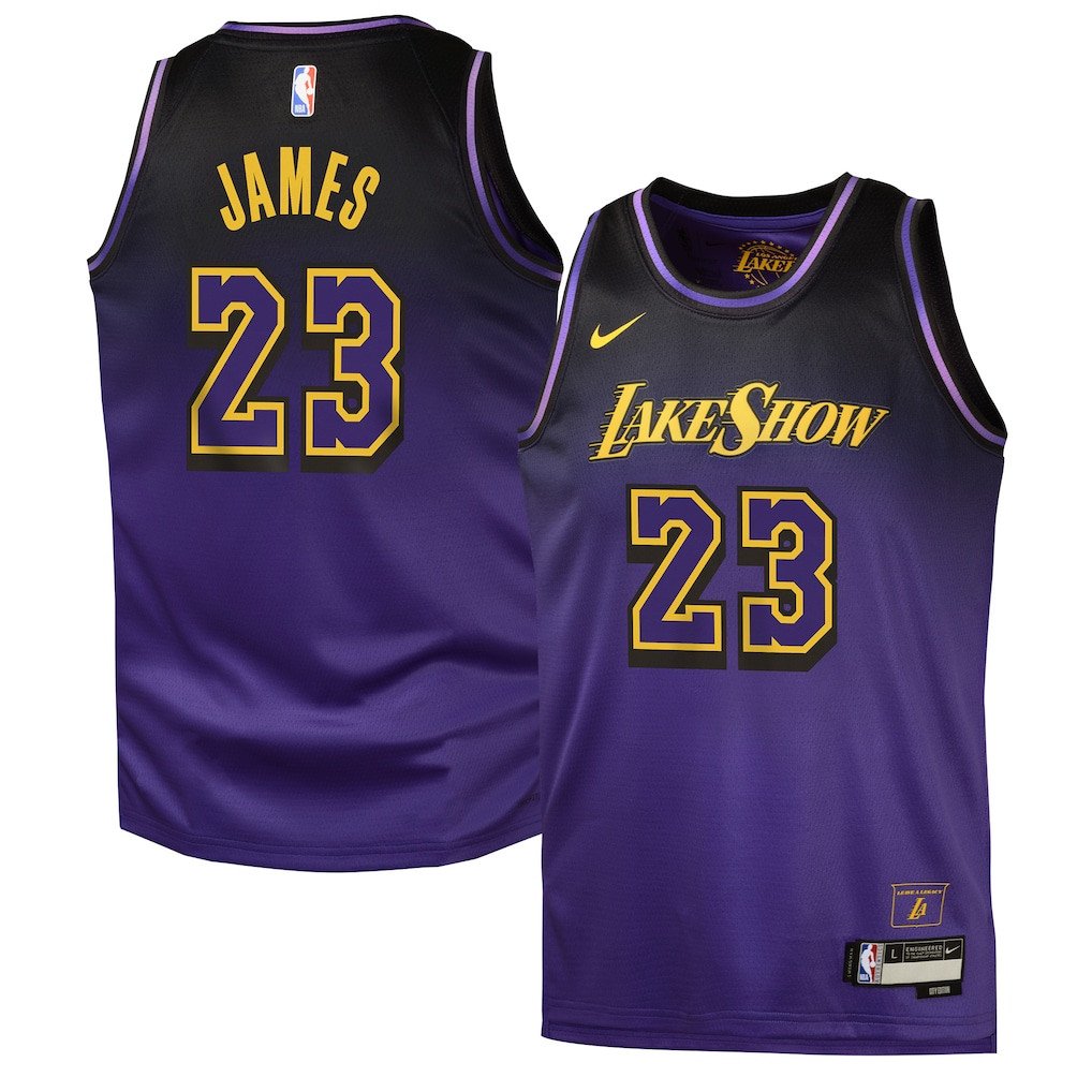 LeBron James 23 Los Angeles Lakers 2024/25 Swingman Playe City Edition Purple NBA Jersey Youth