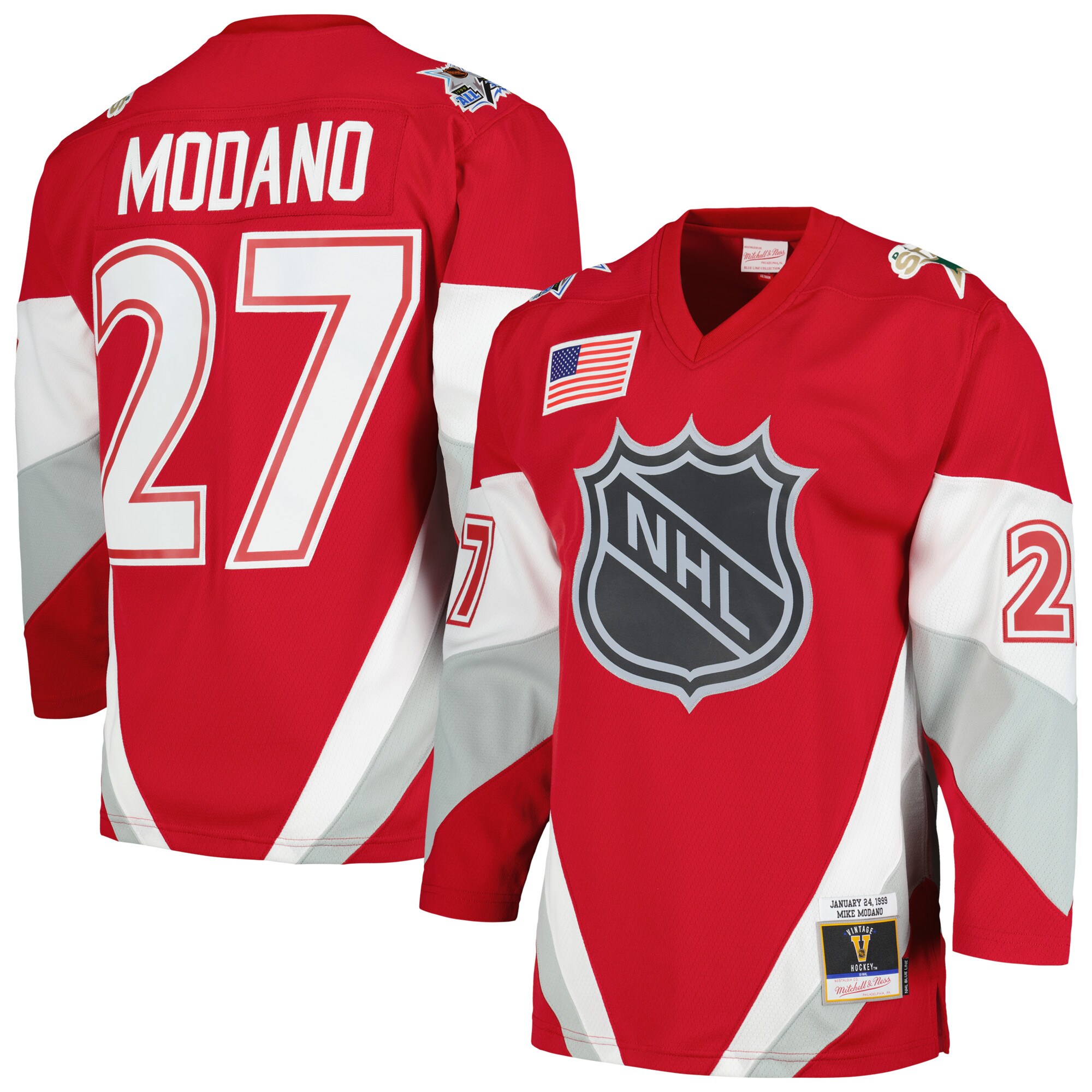 Mike Modano Mitchell Ness Scarlet 1999 All Star Game Blue Line Player NHL Jersey Men's