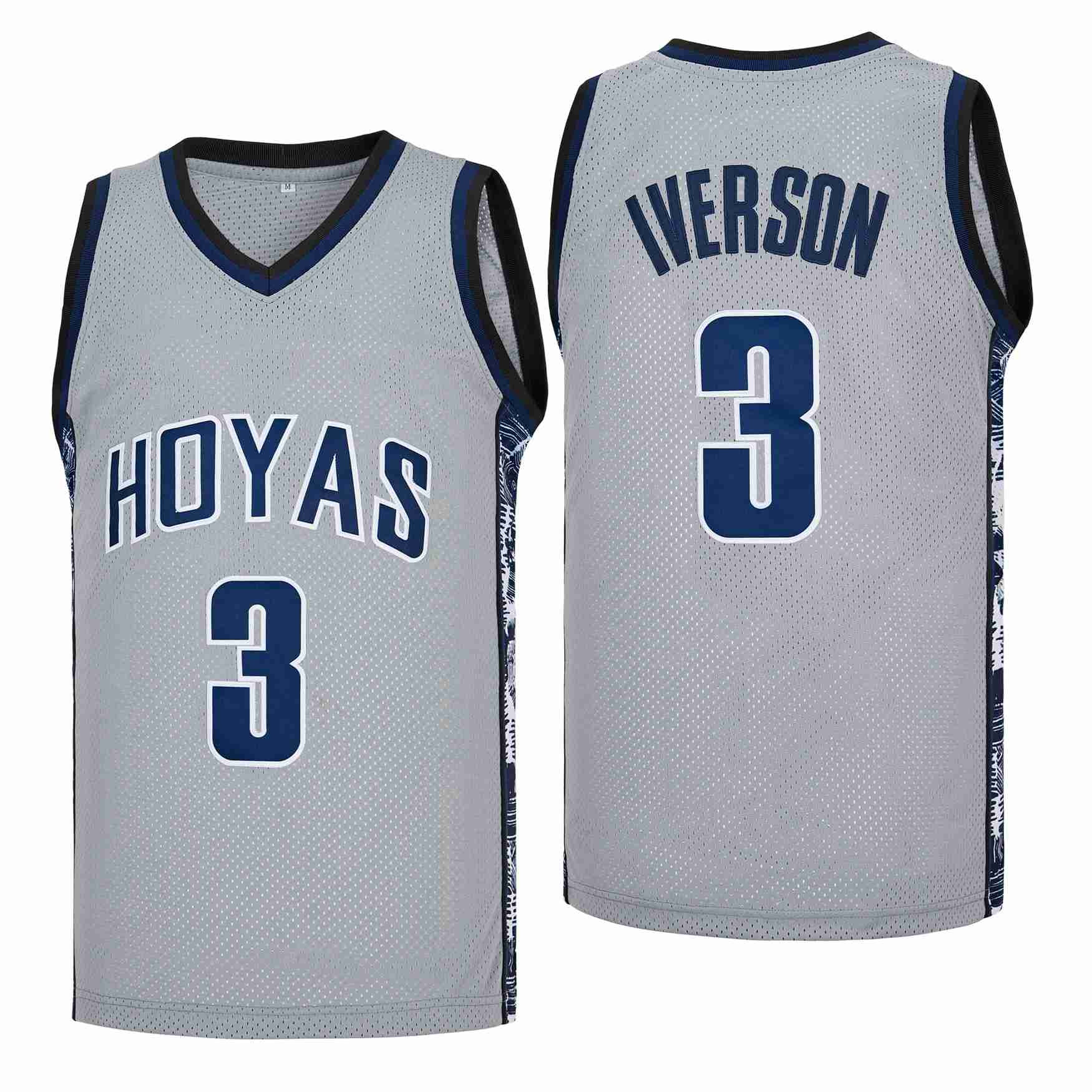 Allen Iverson 3 Philadelphia 76ers Georgetown Hoyas Swingman Gray NBA Jersey Men's