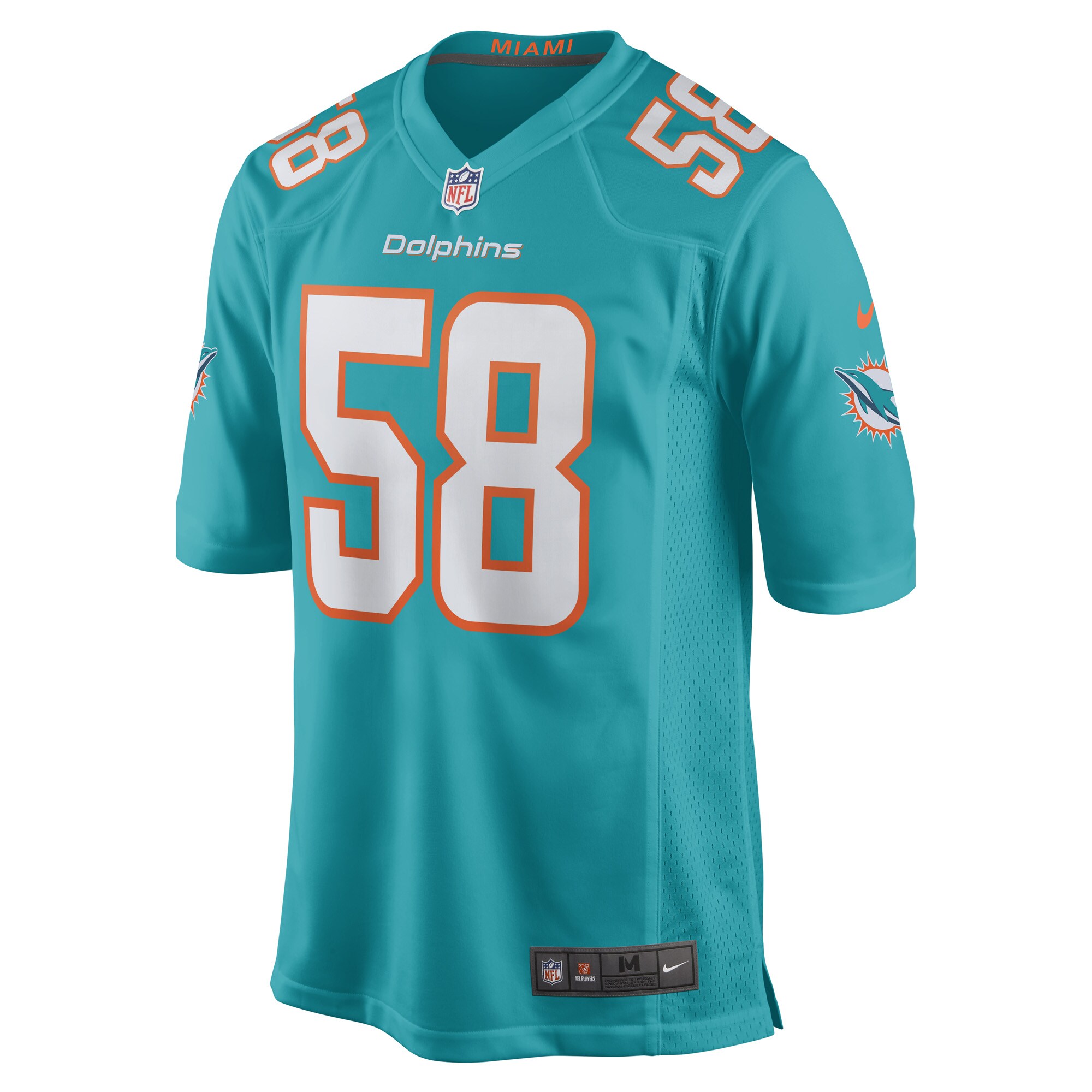 Miami Dolphins Connor Williams Aqua Game Player NFL Jersey Men's