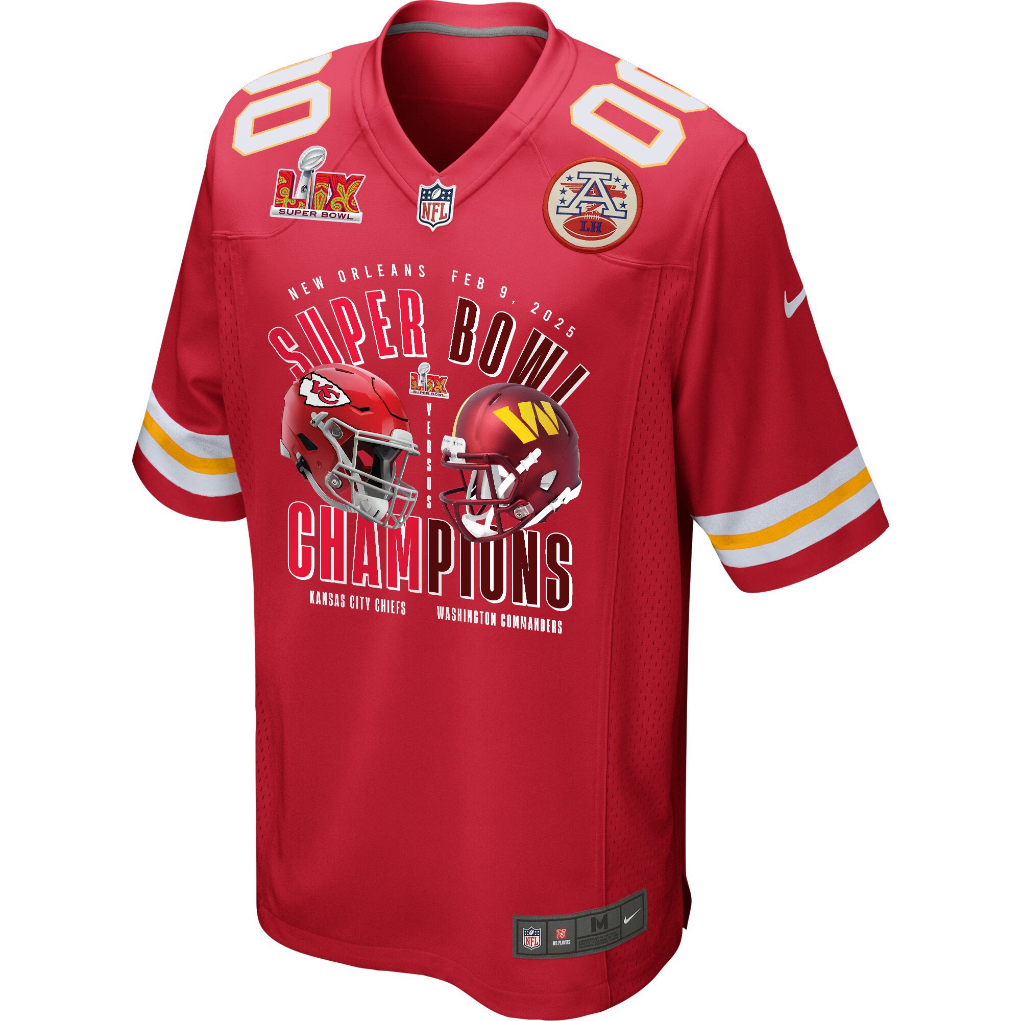 Kansas City Chiefs Vs. Washington Commanders Super Bowl LIX Game Custom Red NFL Jersey Men's