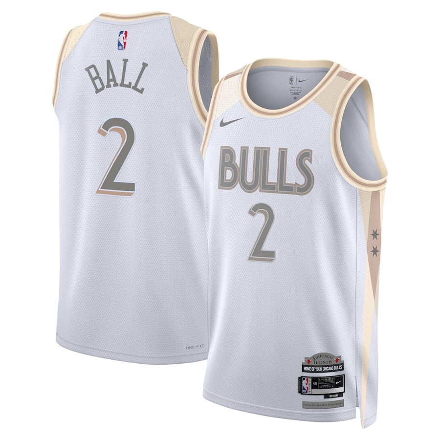Lonzo Ball 2 Chicago Bulls Unisex 2024/25 Swingman Player City Editio White NBA Jersey Unisex