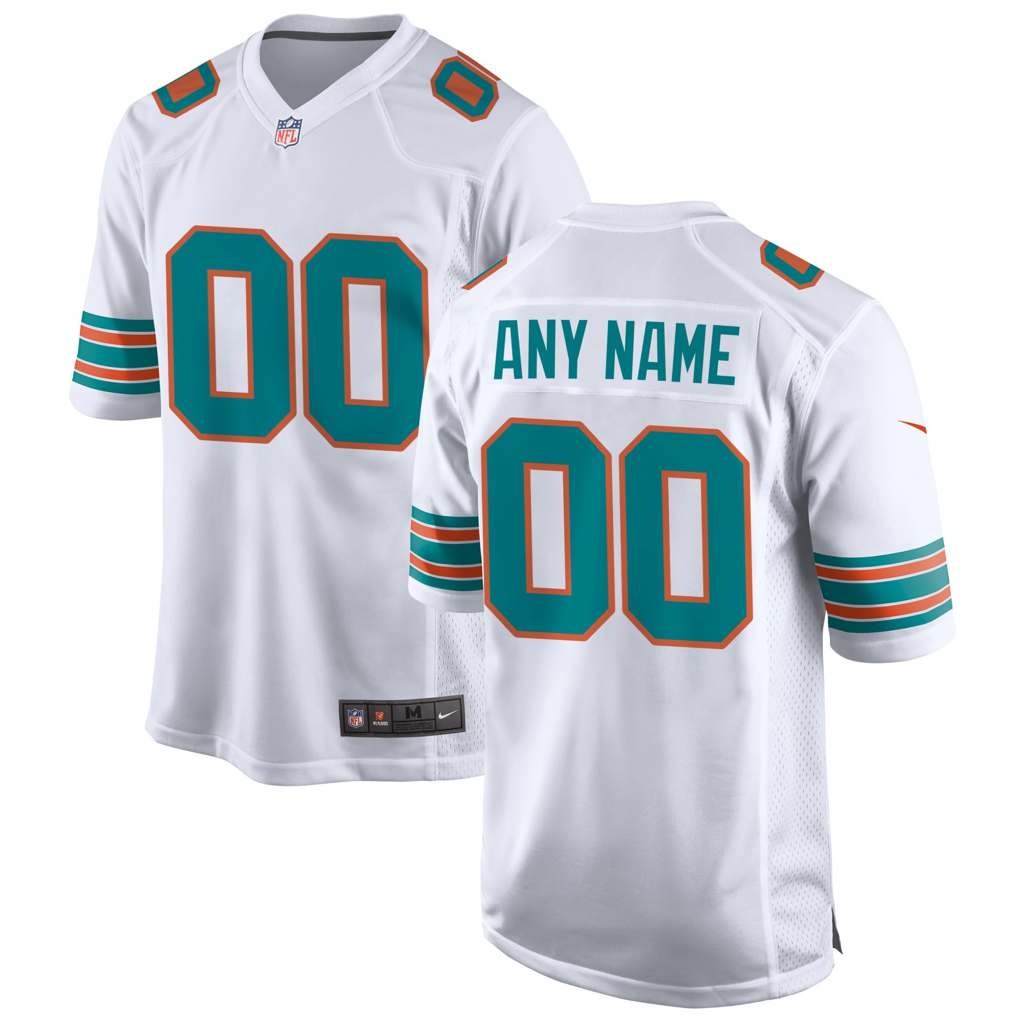 Miami Dolphins White Alternate Custom Game NFL Jersey Men's