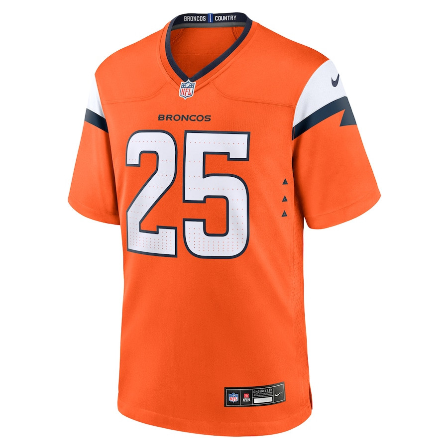 Blake Watson 25 Denver Broncos Team Game Orange NFL Jersey Men's