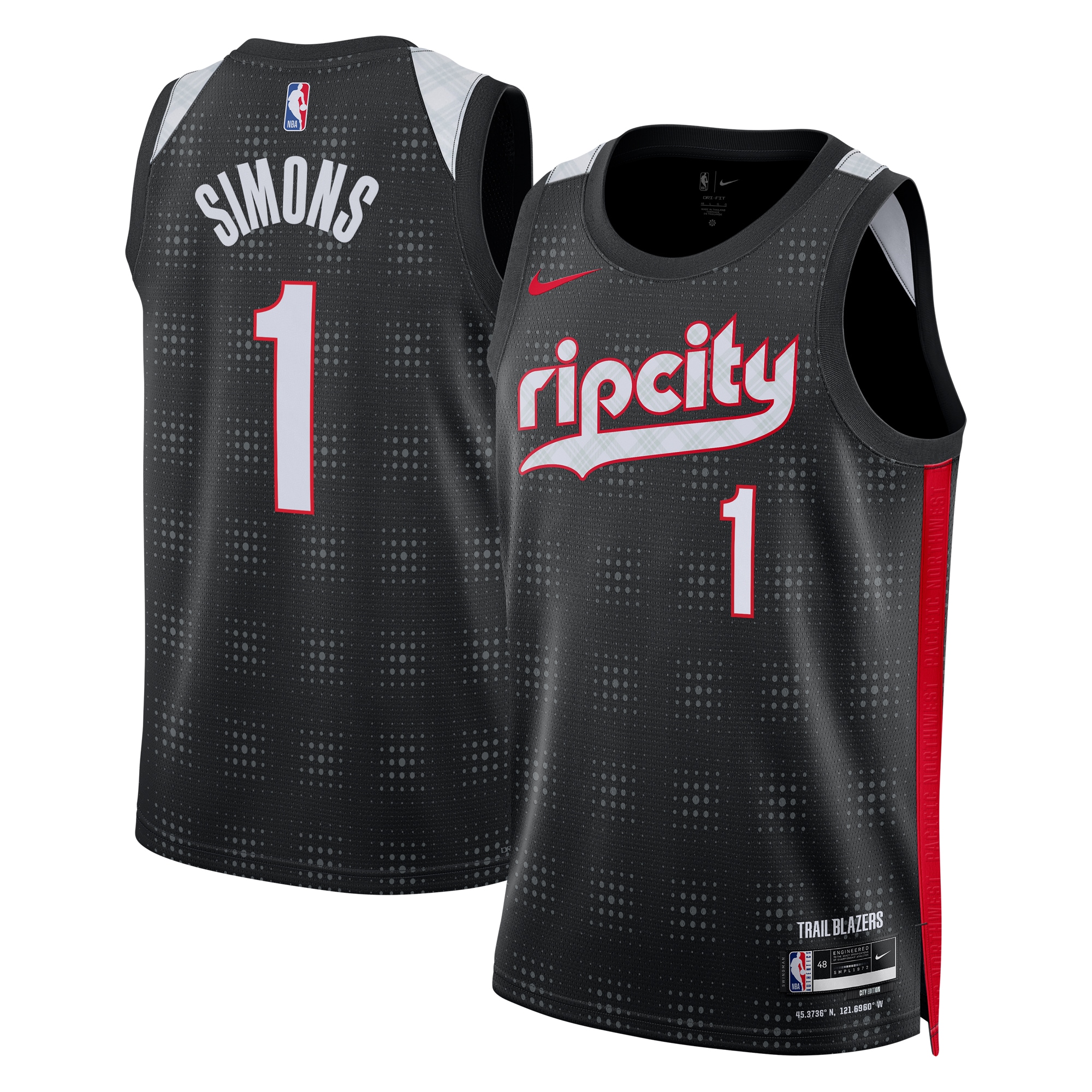 Portland Trail Blazers City Edition Swingman 2024 Black Anfernee Simon Unisex NBA Jersey Unisex