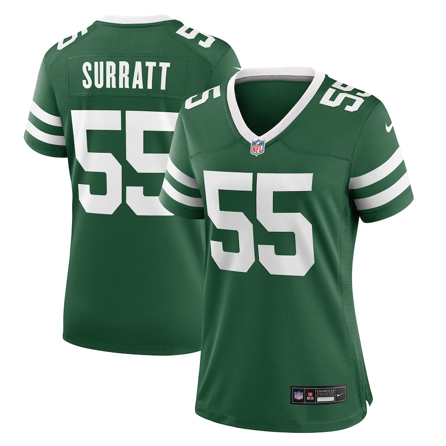 Chazz Surratt 55 New York Jets Team Game Legacy Green NFL Jersey Women's