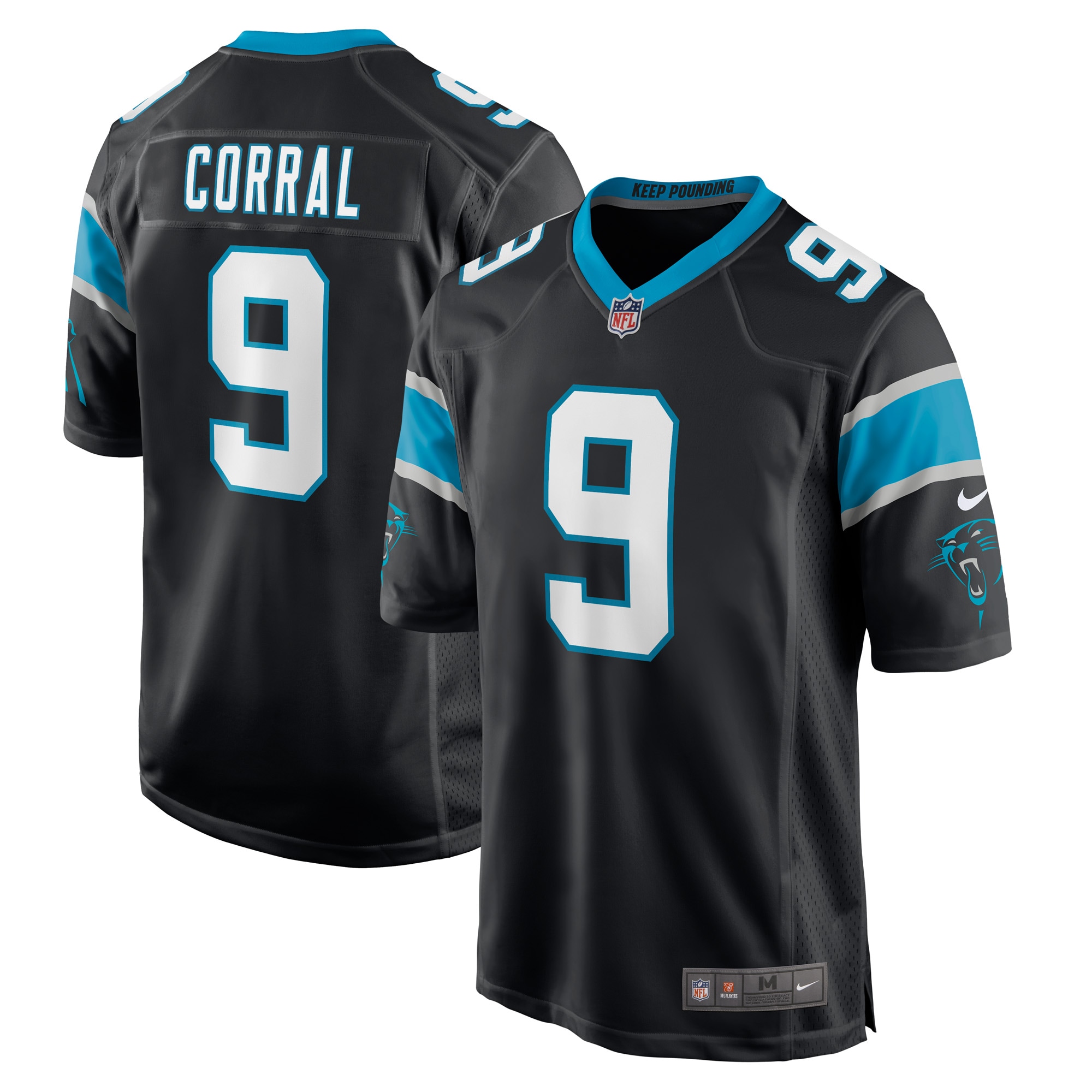 Carolina Panthers Matt Corral Black Player Game NFL Jersey Men's