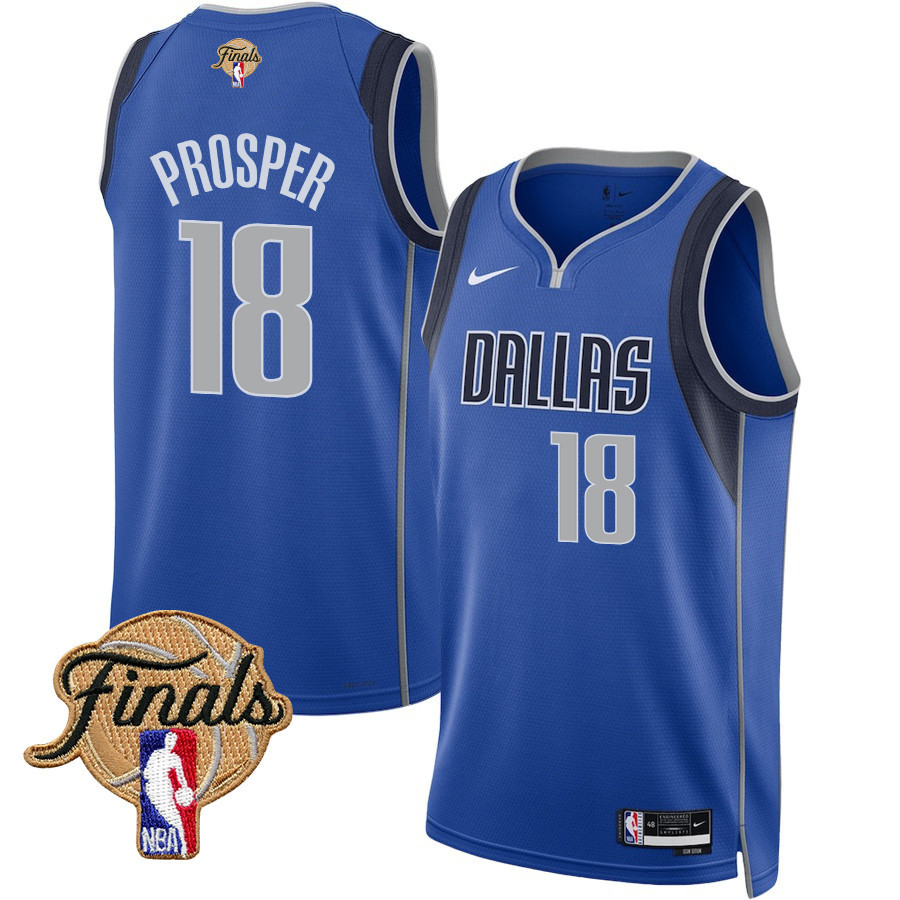 Olivier-Maxence Prosper 18 Dallas Mavericks 2024 FINALS PATCH Swingman Icon Edition Blue NBA Jersey Men's