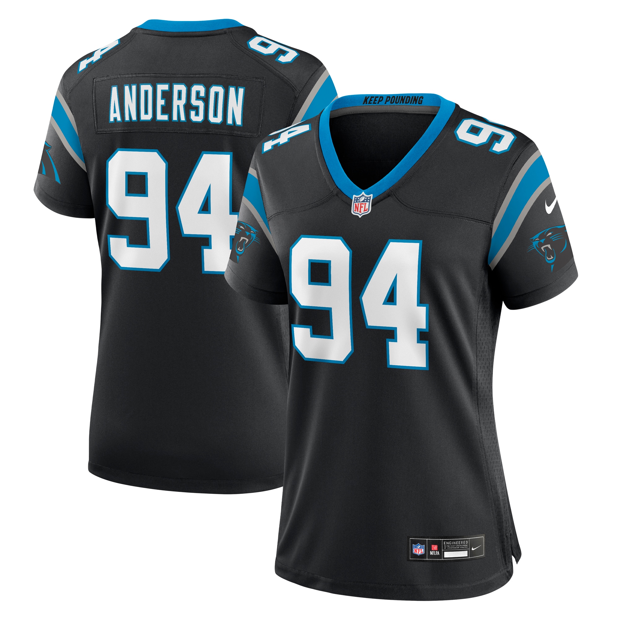 Carolina Panthers Henry Anderson Black Team Game NFL Jersey Women's