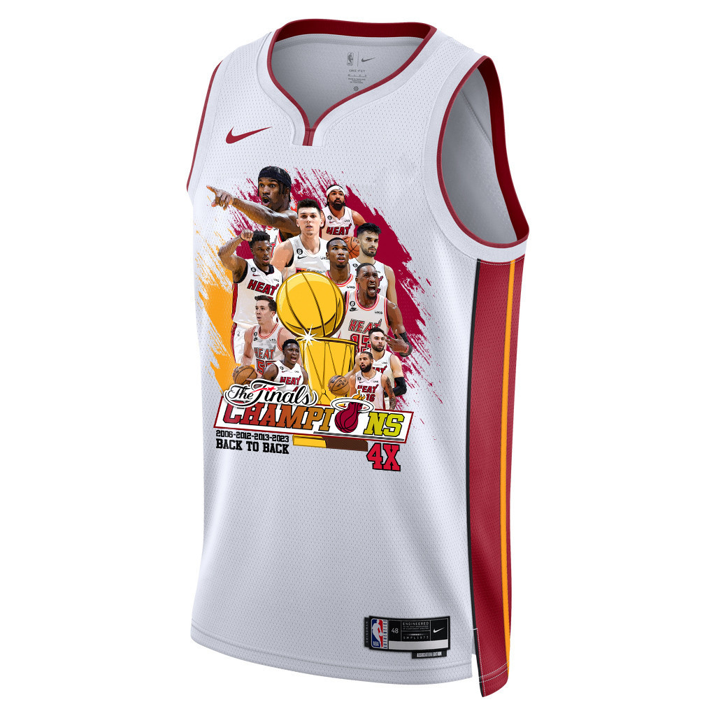 Miami Heat 4X Finals Champions Swingman White NBA Jersey Men's