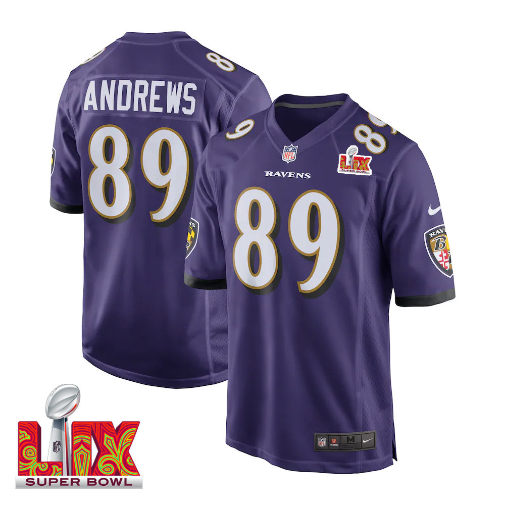 Mark Andrews #89 Baltimore Ravens Super Bowl LIX Purple NFL Jersey Men's