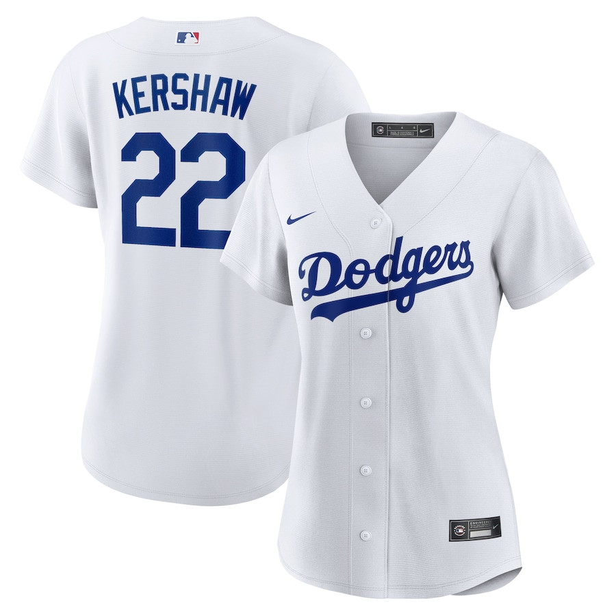Clayton Kershaw 22 Los Angeles Dodgers Home White MLB Jersey Women's