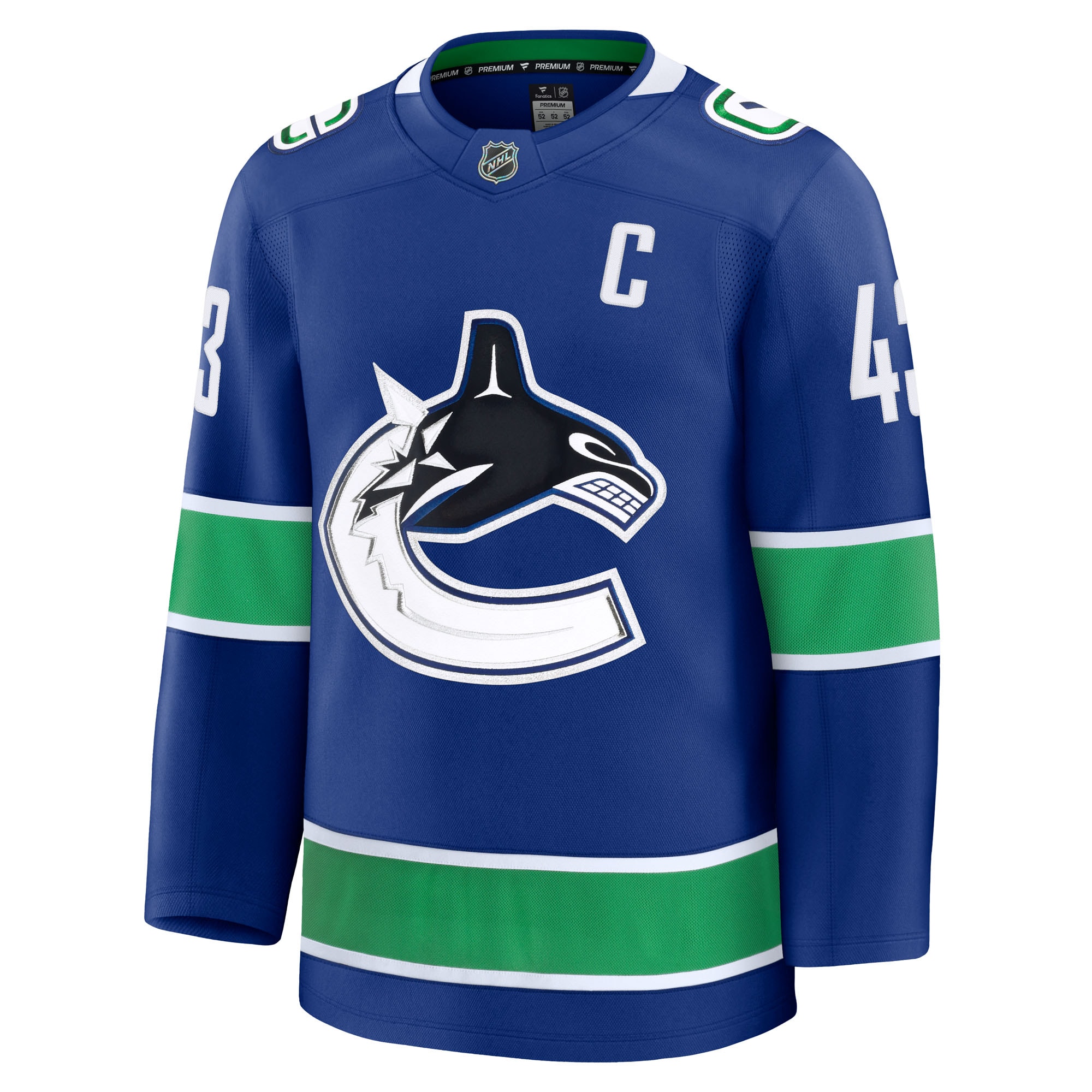 Vancouver Canucks Quinn Hughes Blue Home Premium NHL Jersey Men's