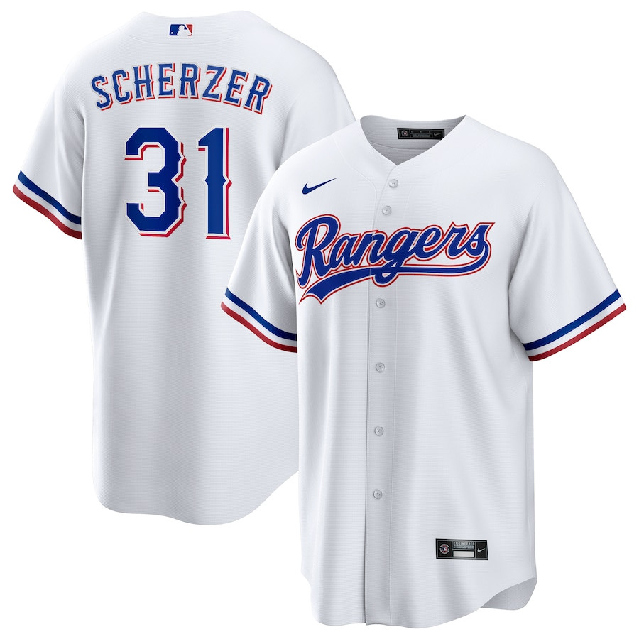 Max Scherzer 31 Texas Rangers Home White MLB Jersey Men's