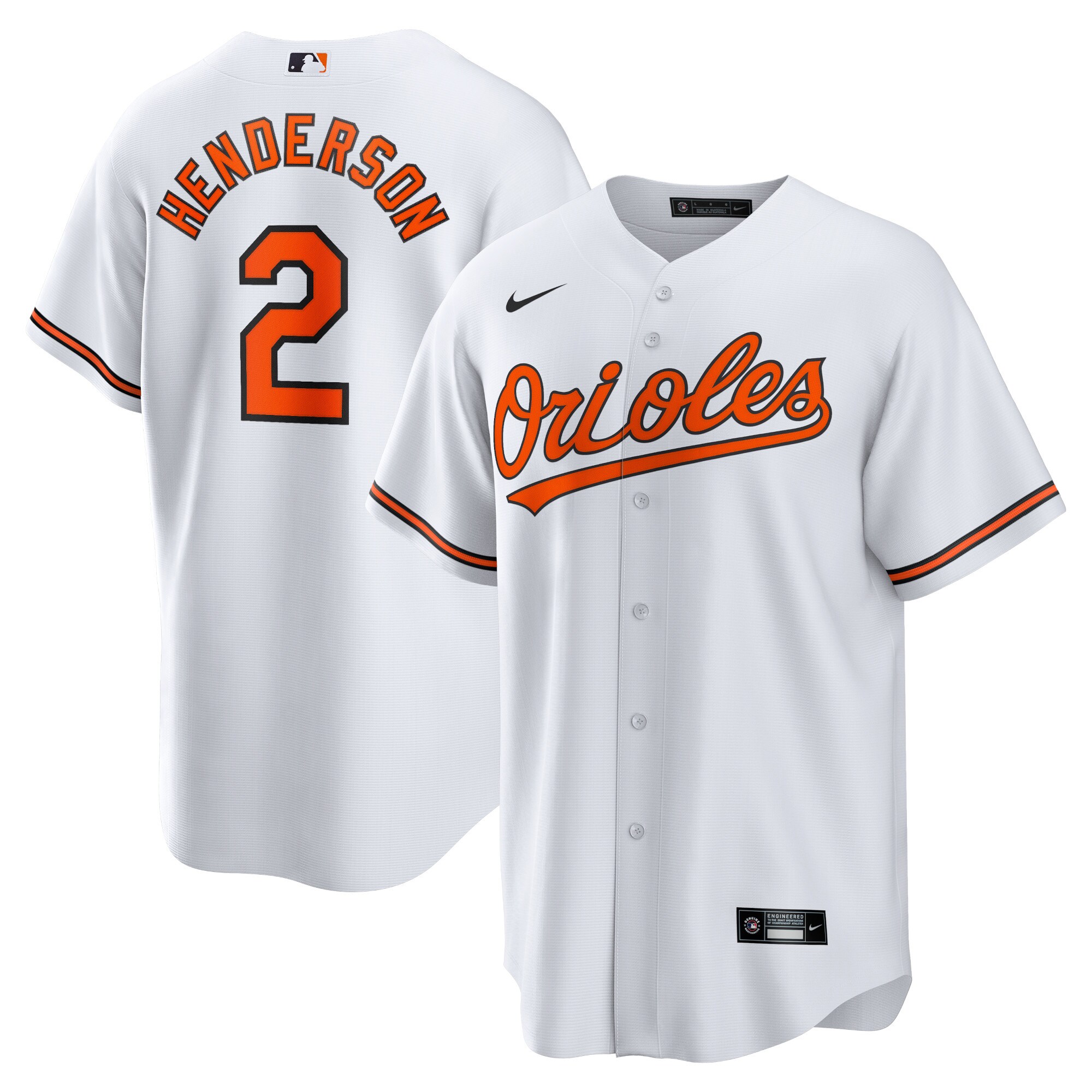 Baltimore Orioles Gunnar Henderson White Home Player MLB Jersey Men's