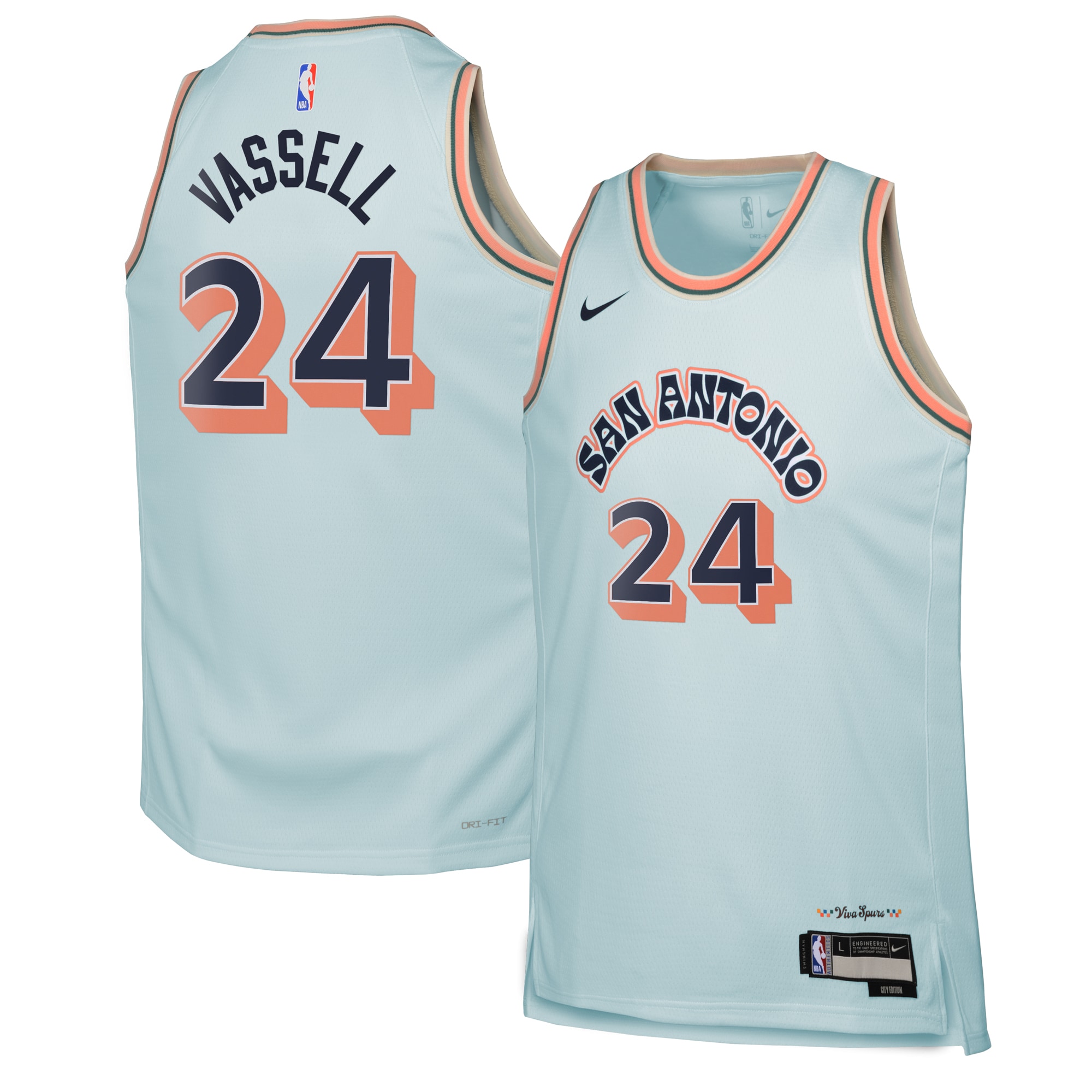 San Antonio Spurs City Edition Swingman 2024 Blue Devin Vassel NBA Jersey Youth