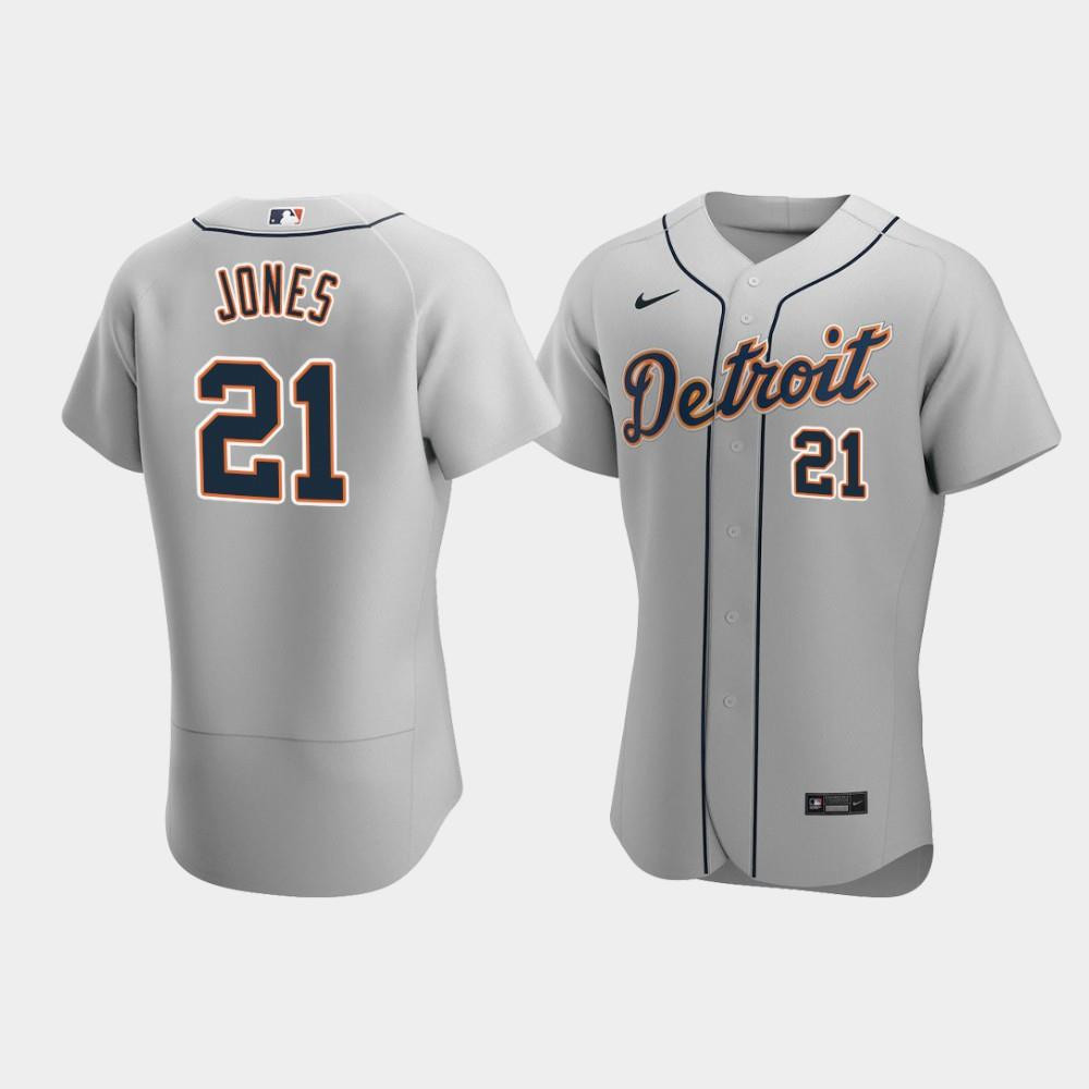 JaCoby Jones 21 Detroit Tigers Gray Road MLB Jersey Men's