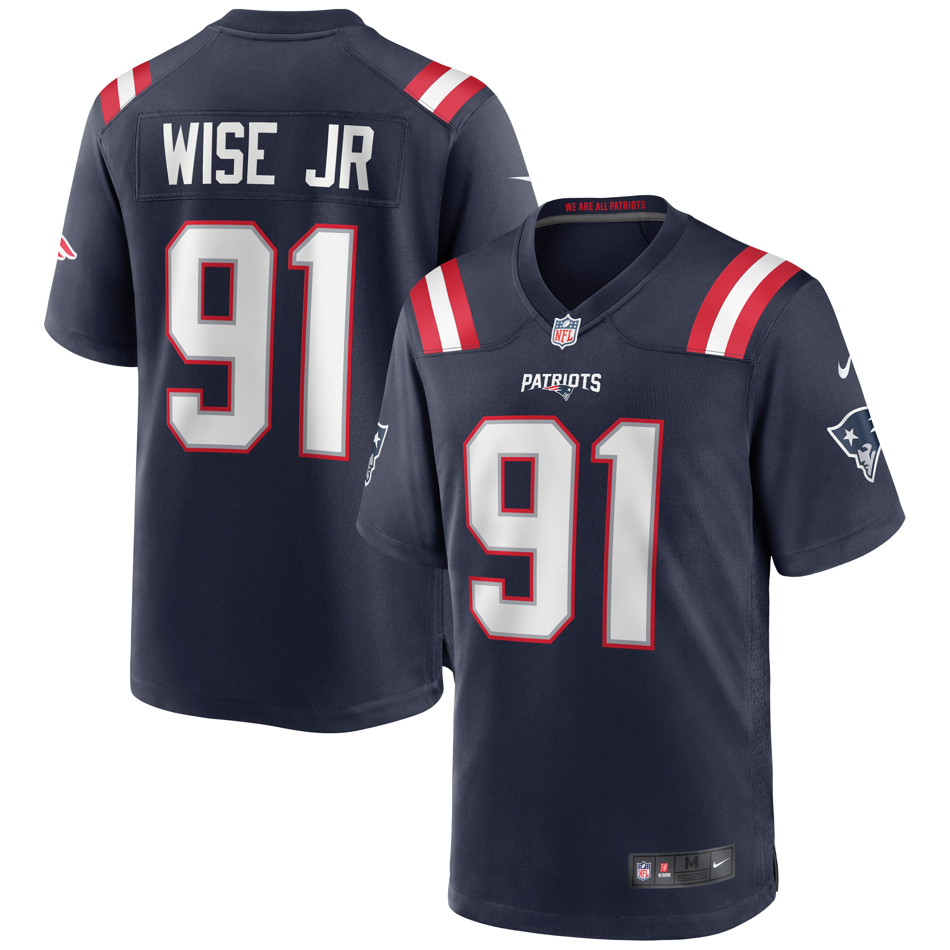New England Patriots Deatrich Wise Jr. Navy Game NFL Jersey Men's