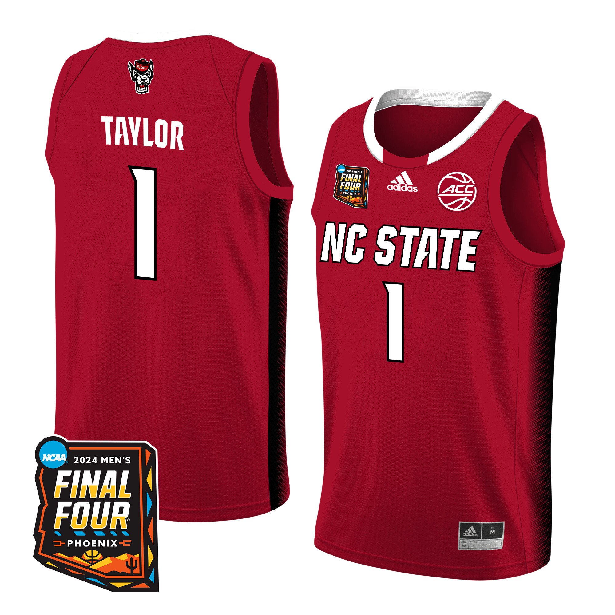 Jayden Taylor NC State 2024 Final Four Patch Re White NCAA Jersey Men's