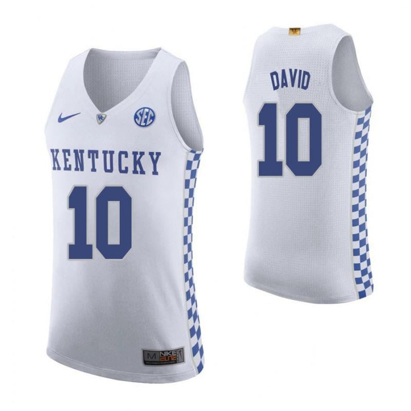 10 Jonny David Roa White Elite Kentucky Wildcats NCAA Jersey Men's