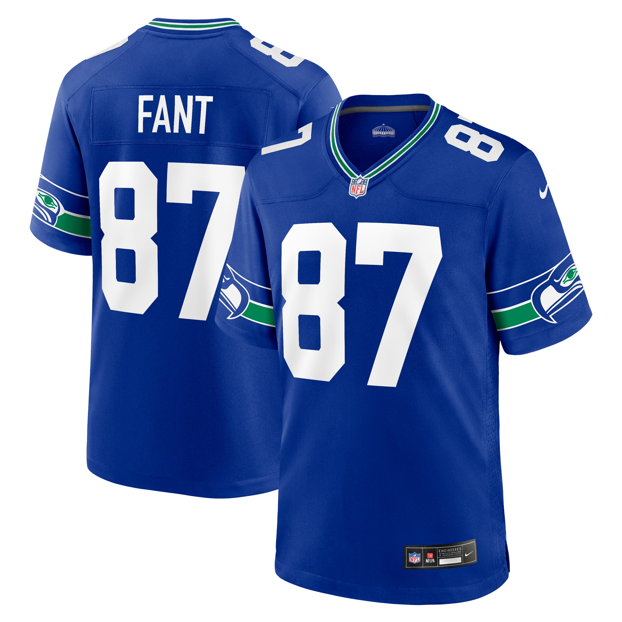 Seattle Seahawks Noah Fant Royal Throwback Player Game NFL Jersey Men's